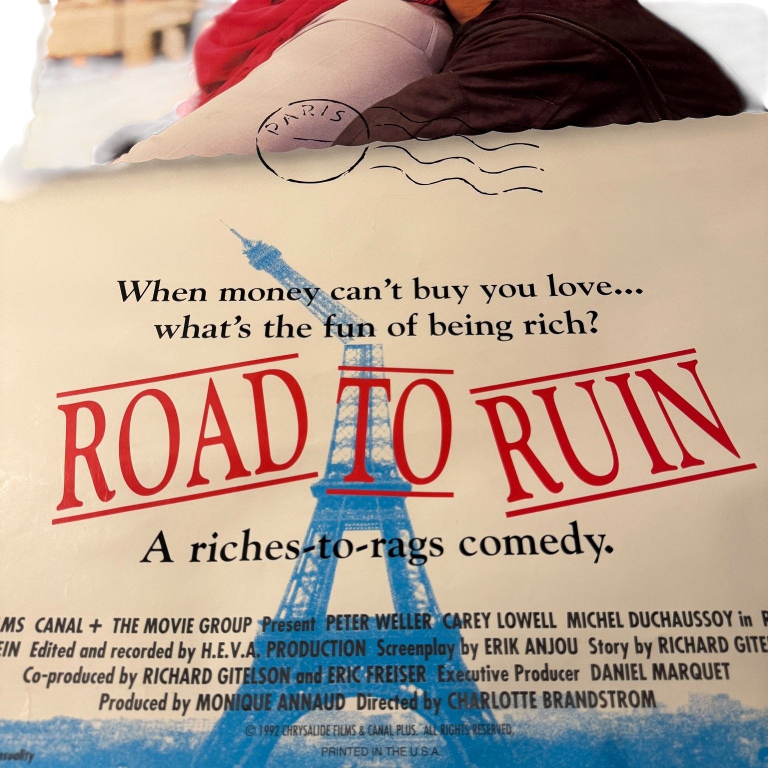 Road to Ruin 1992 One-Sheet Movie Poster USA Peter Weller Carey Lowell 41"x27"
