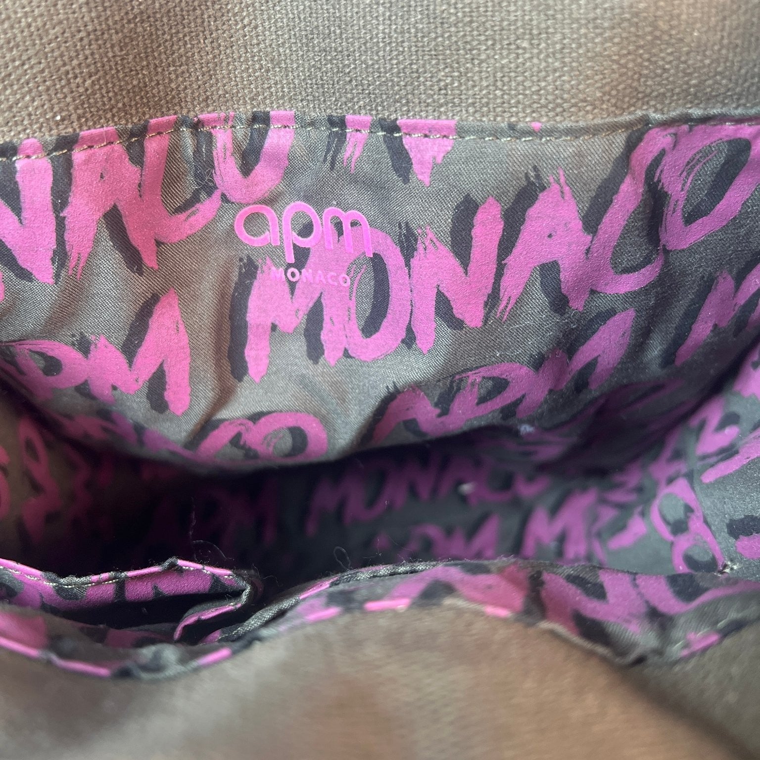 APM Monaco Women's Canvas Tote Pink Logo