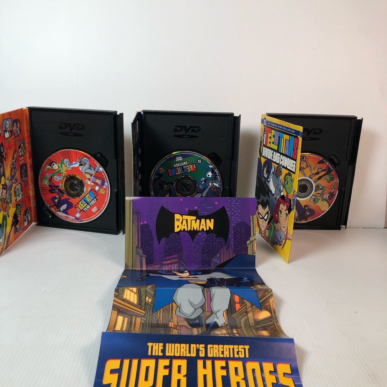 Teen Titans DVD Lot of 3 w/ Volumes 1 & 2, Season 2 Vol. 1 DC Comics Animation