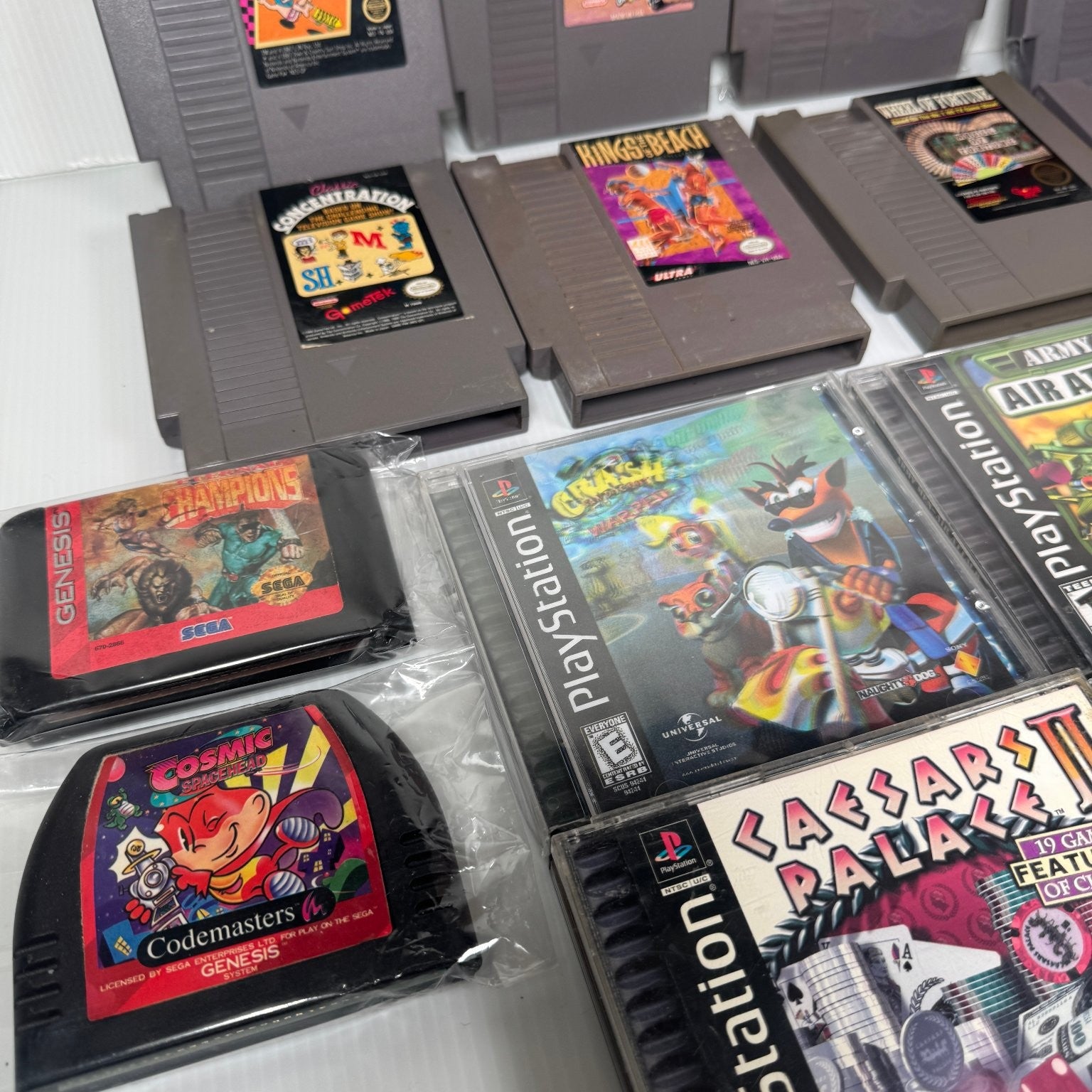 Mixed Lot of 20 Retro Games NES, PS1, Genesis & More Crash Bandicoot 3, Rush