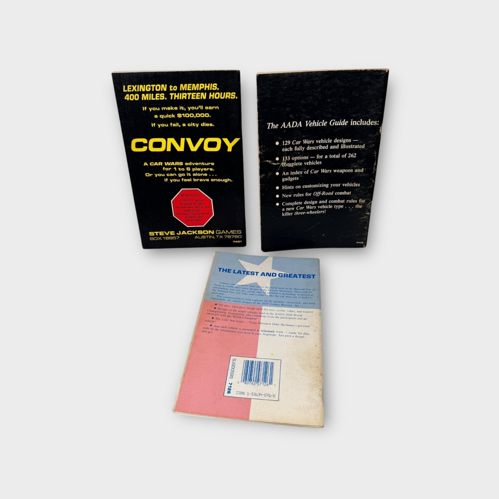 Lot of 3 Car Wars Supplement Books Convoy, AADA Guide & Combat Showcase SJG