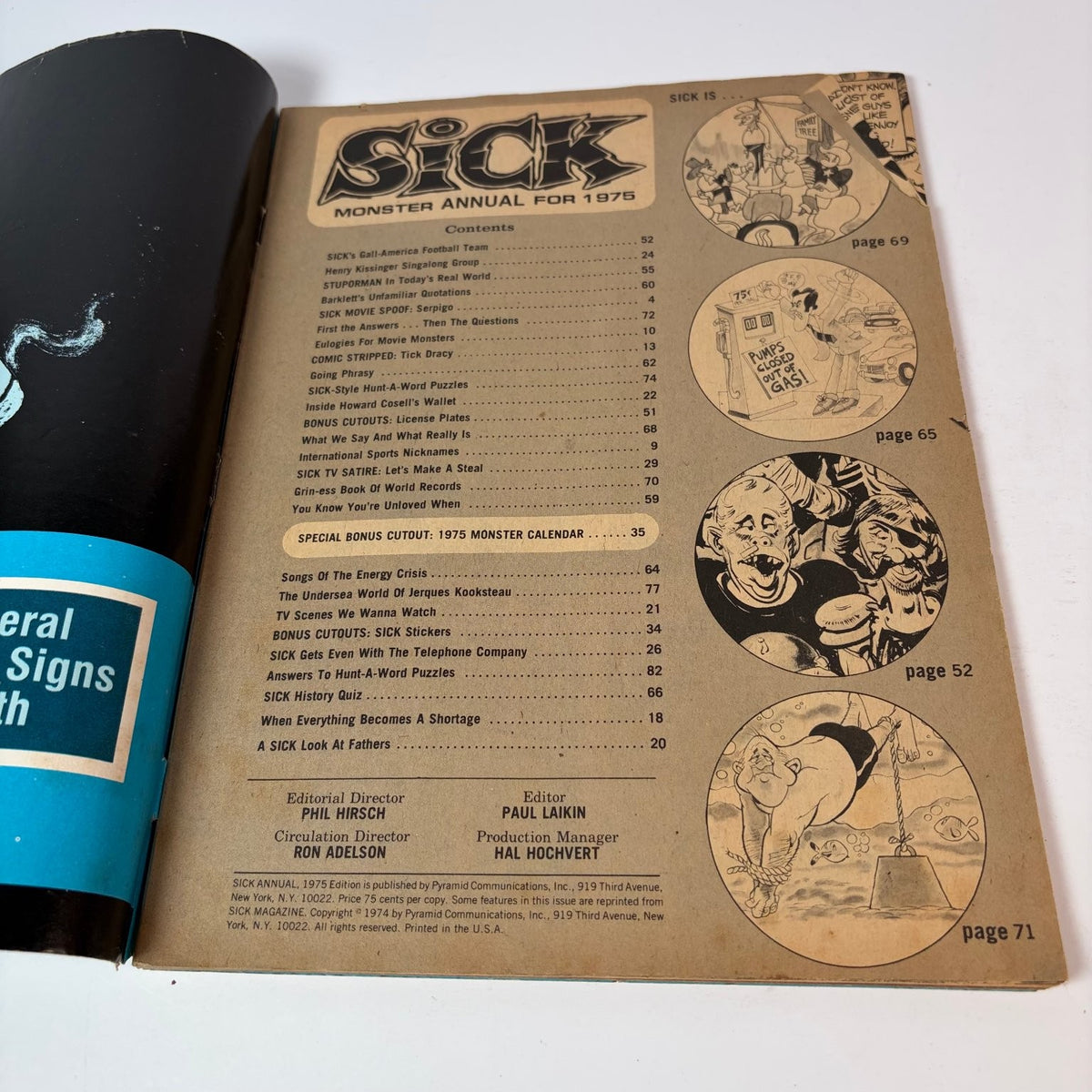 Sick Magazine 1975 15th Monster Annual Cartoon Humor Satire Calendar