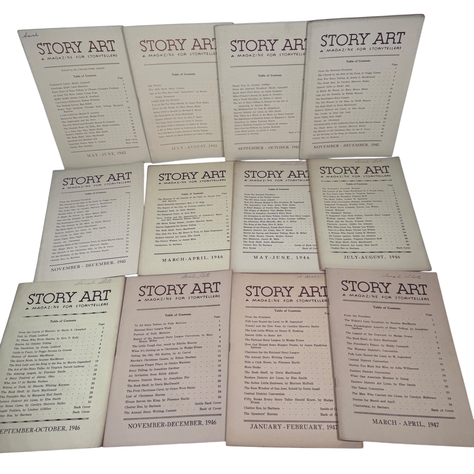 Story Art Magazines Mixed Lot (1940-1948) National Story League w/ Index