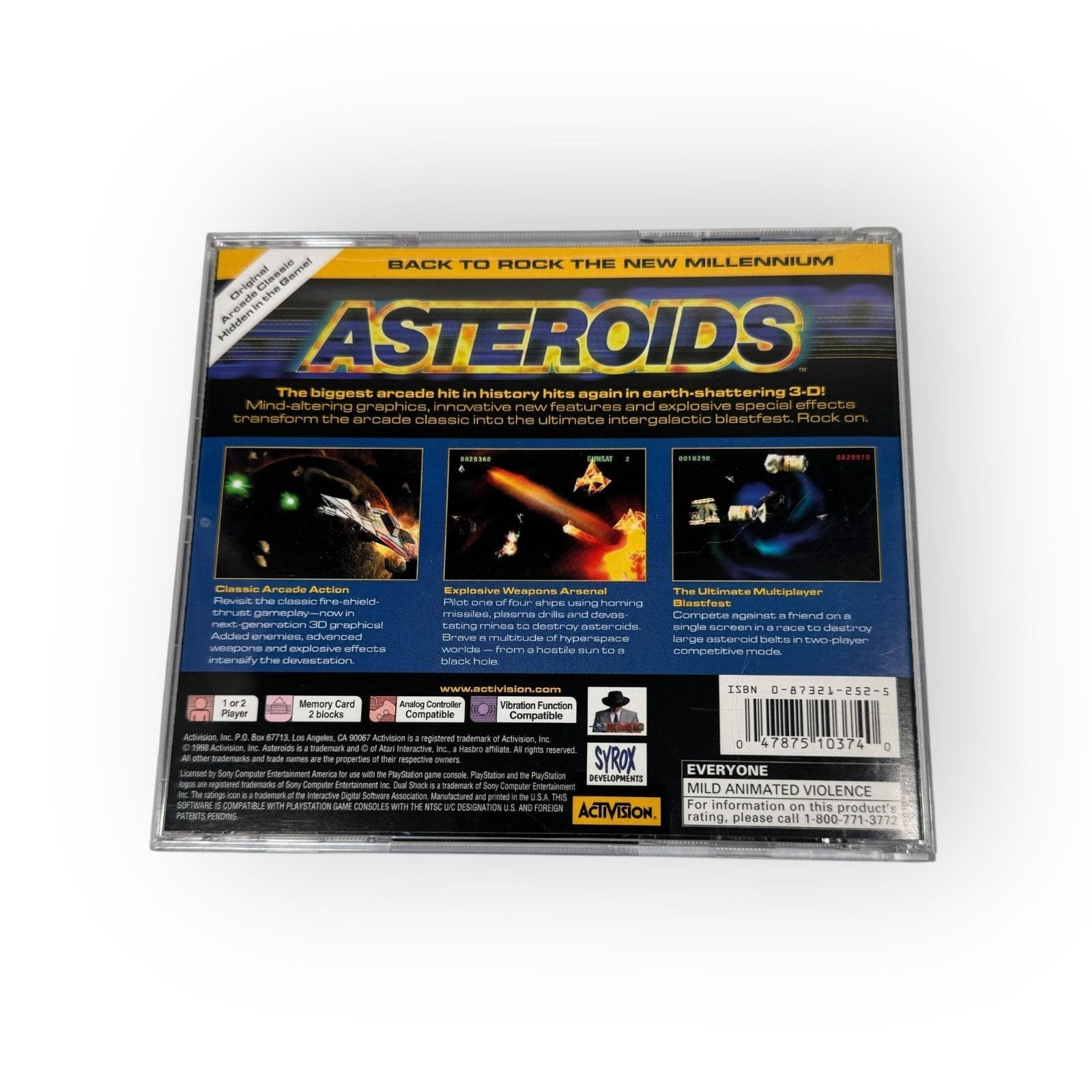 Asteroids Playstation 1 Arcade Game Reboot Complete CIB Black Label Activision