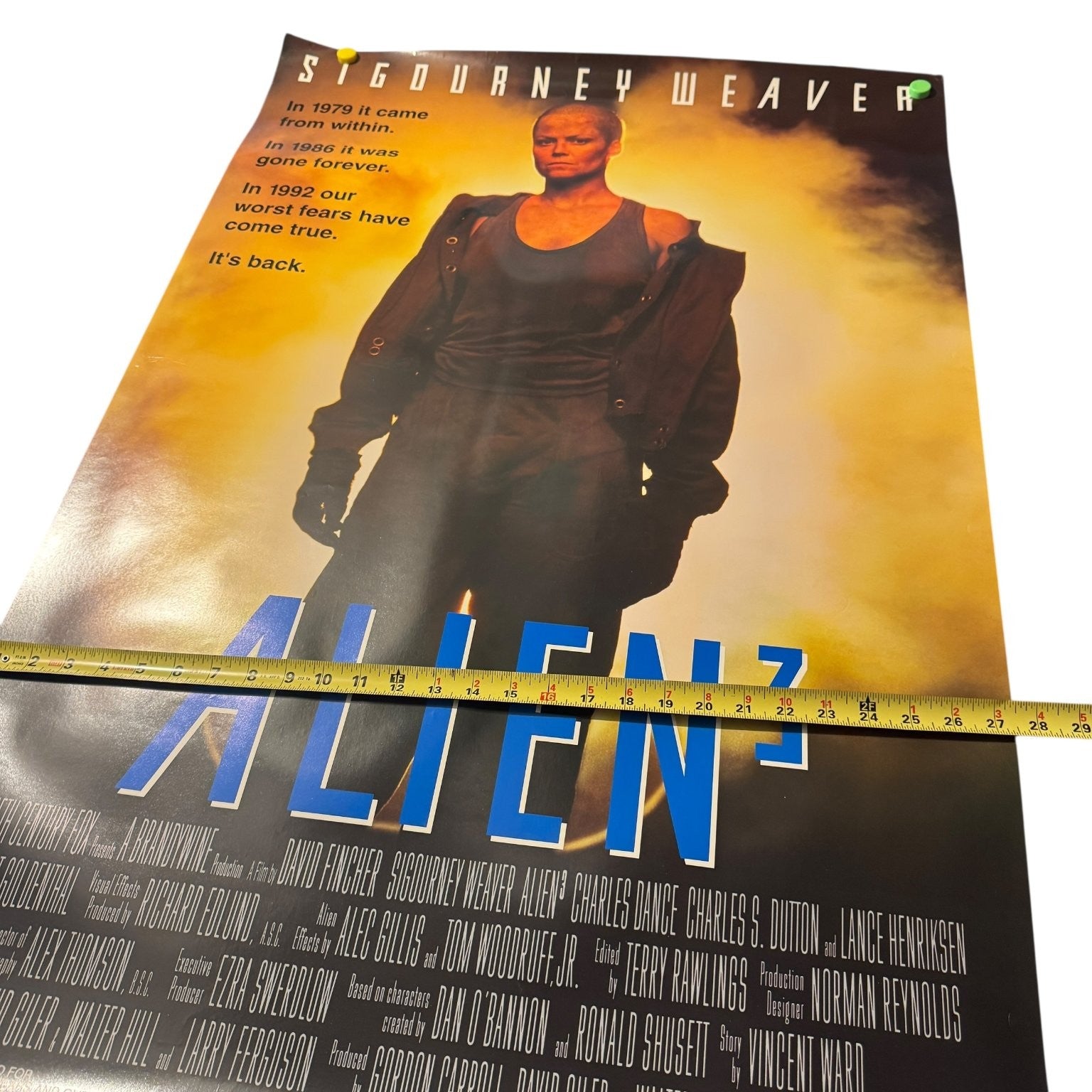 Vintage Alien 3 1992 AU Release One Sheet Movie Poster Sigourney Weaver Fincher