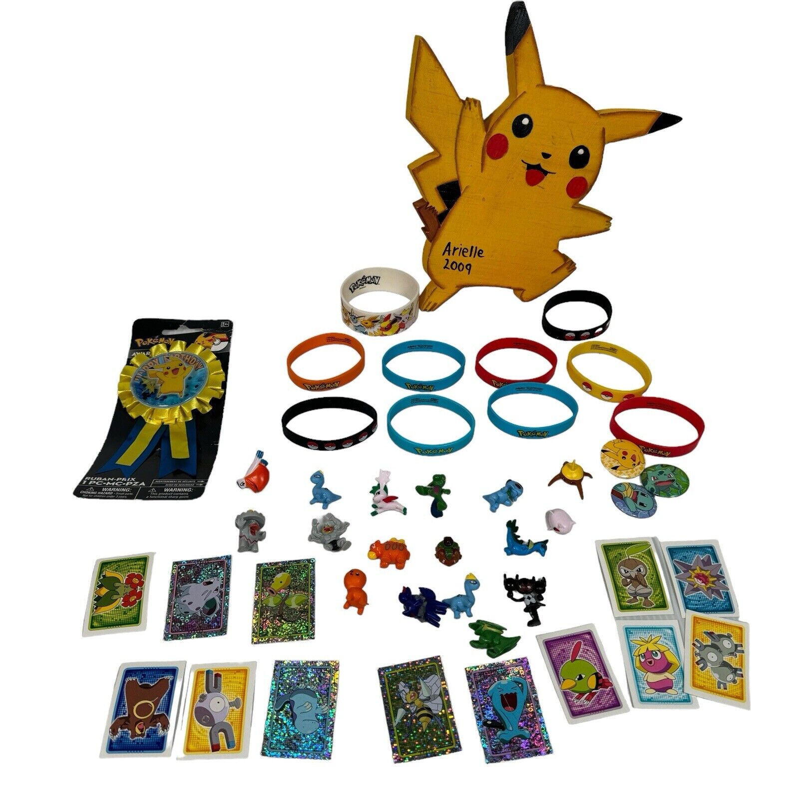 Pokemon Birthday Party Favors Lot with Miniatures, Bracelets, Stickers & More