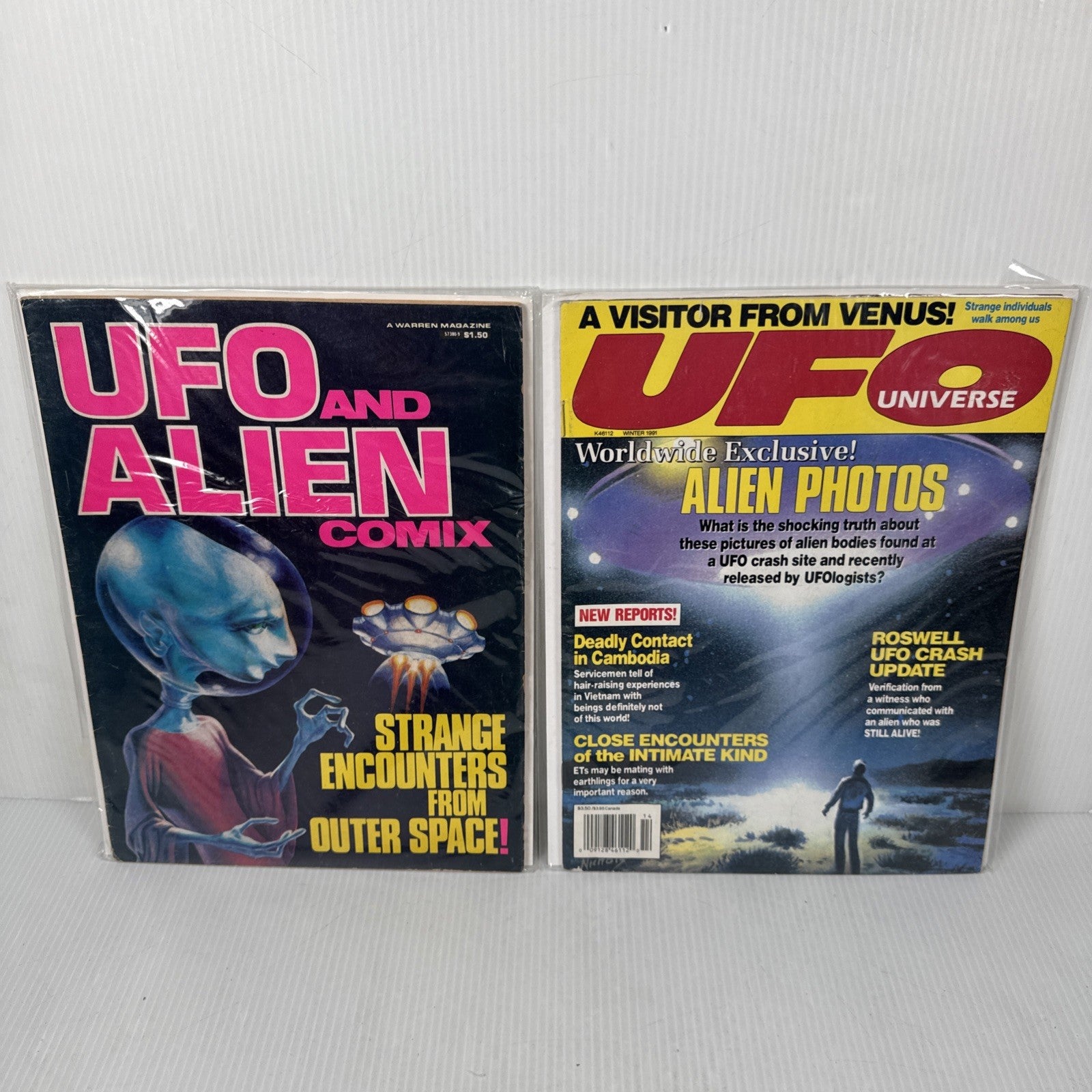 Vintage Lot Of 2 UFO Collector Magazines UFO & Alien Comix & UFO Universe