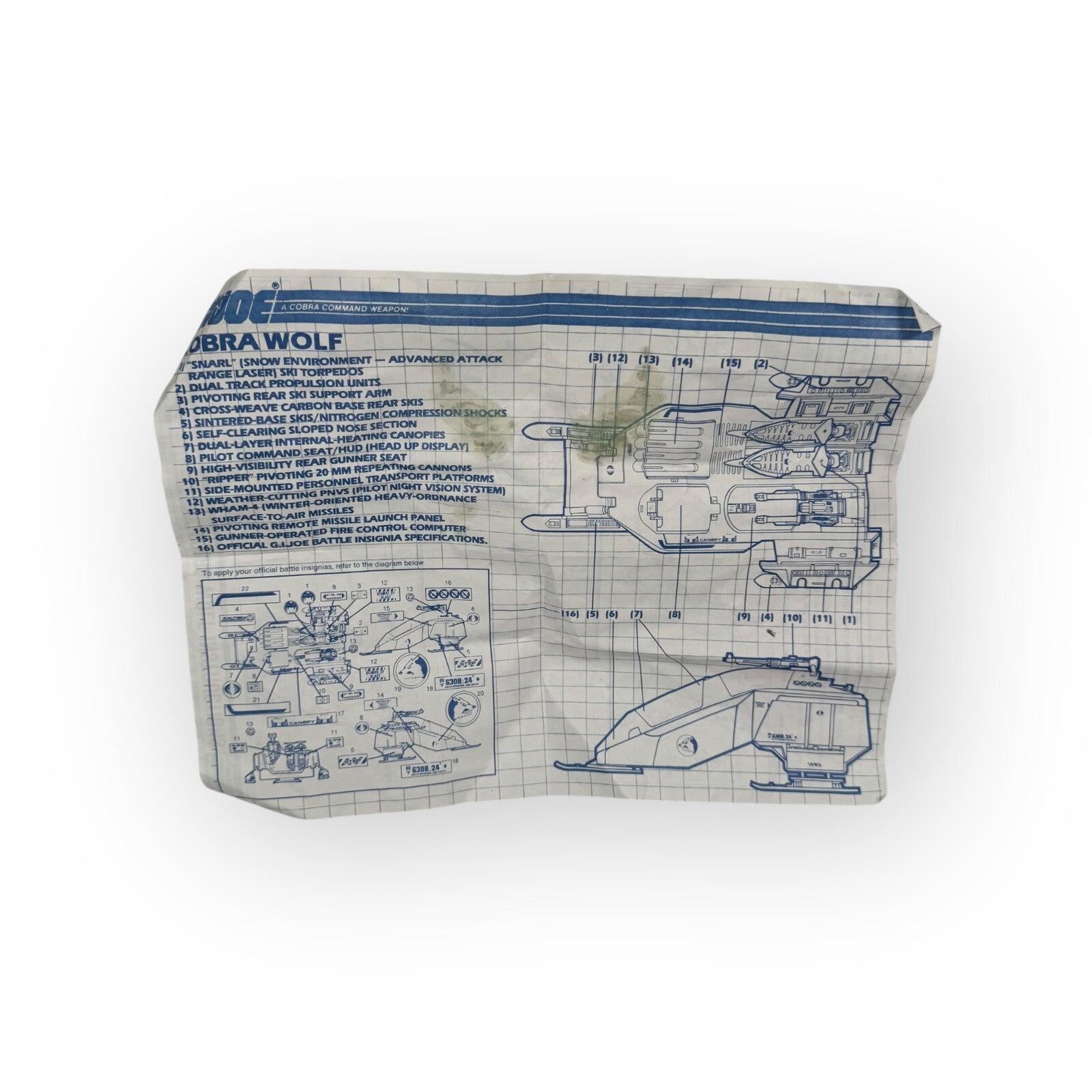 GI Joe Vehicle Blueprint Instructions & Poster Lot AH-74 Apache & Cobra Wolf