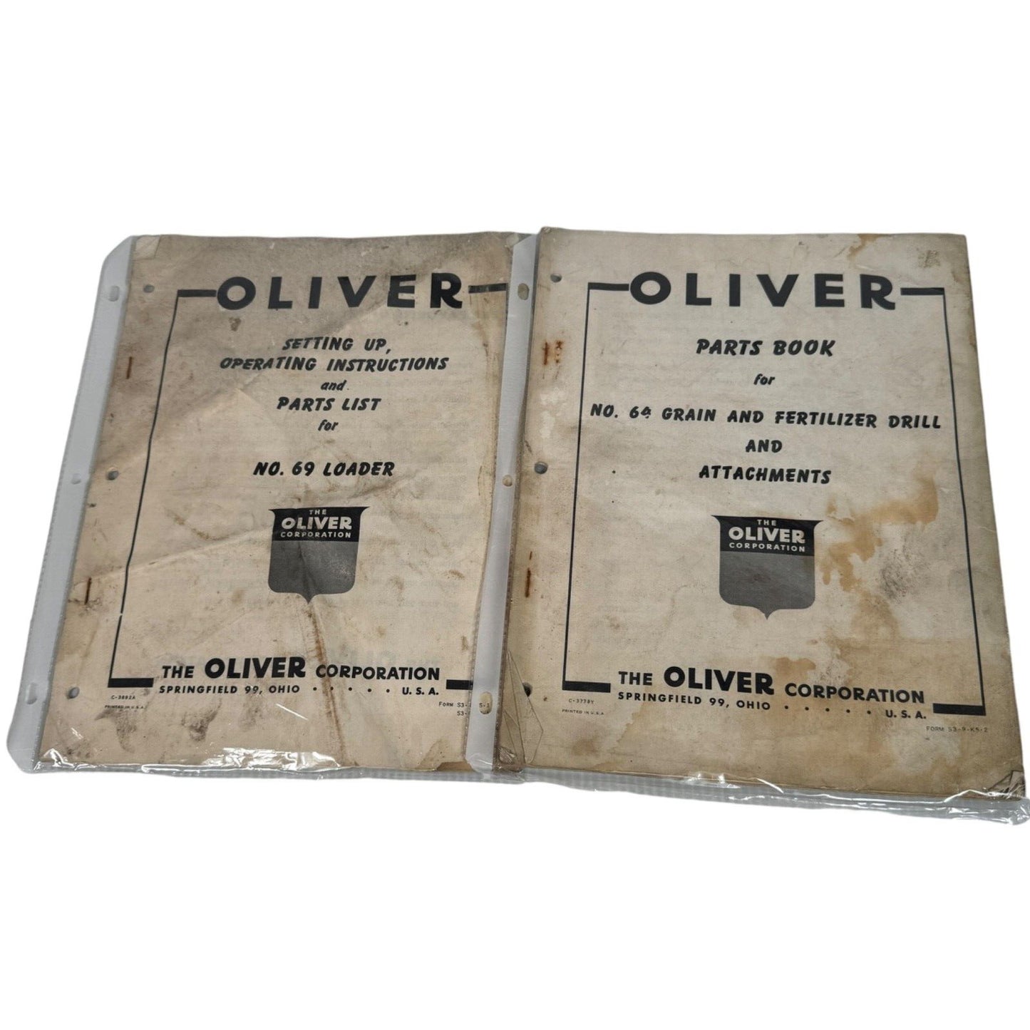 VTG 1950s Oliver Corporation No. 69 Loader Instructions & No. 64 Parts Book