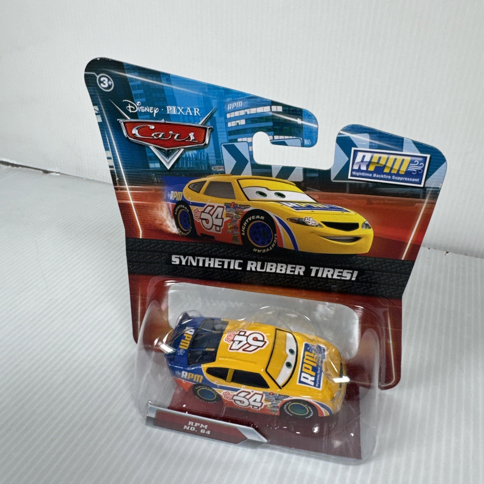 2009 Disney Pixar Cars Synthetic Rubber Tires RPM No. 64 Mattel NISP
