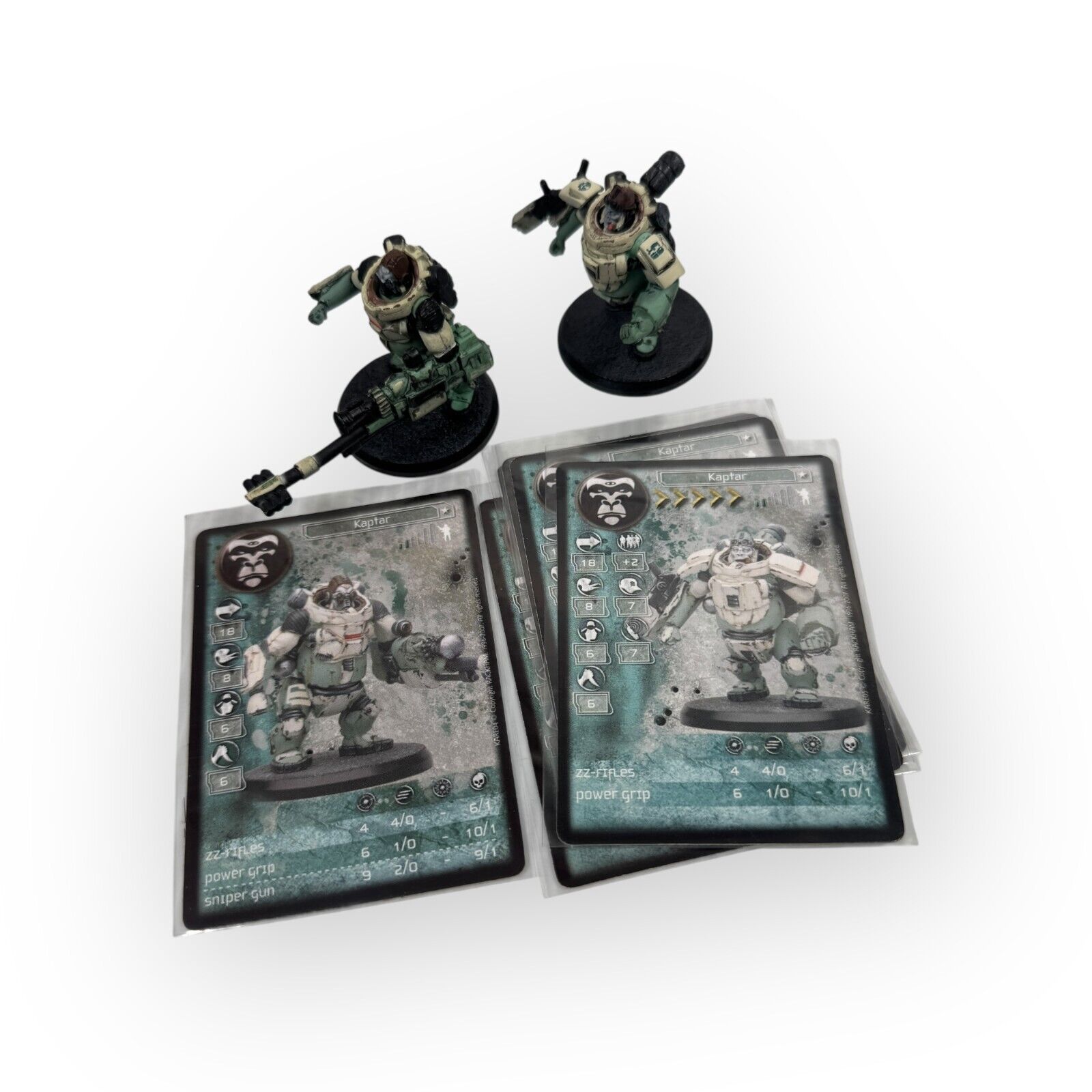 AT-43 Karmans Kaptar Lot of 2 Heroes Miniatures with Cards