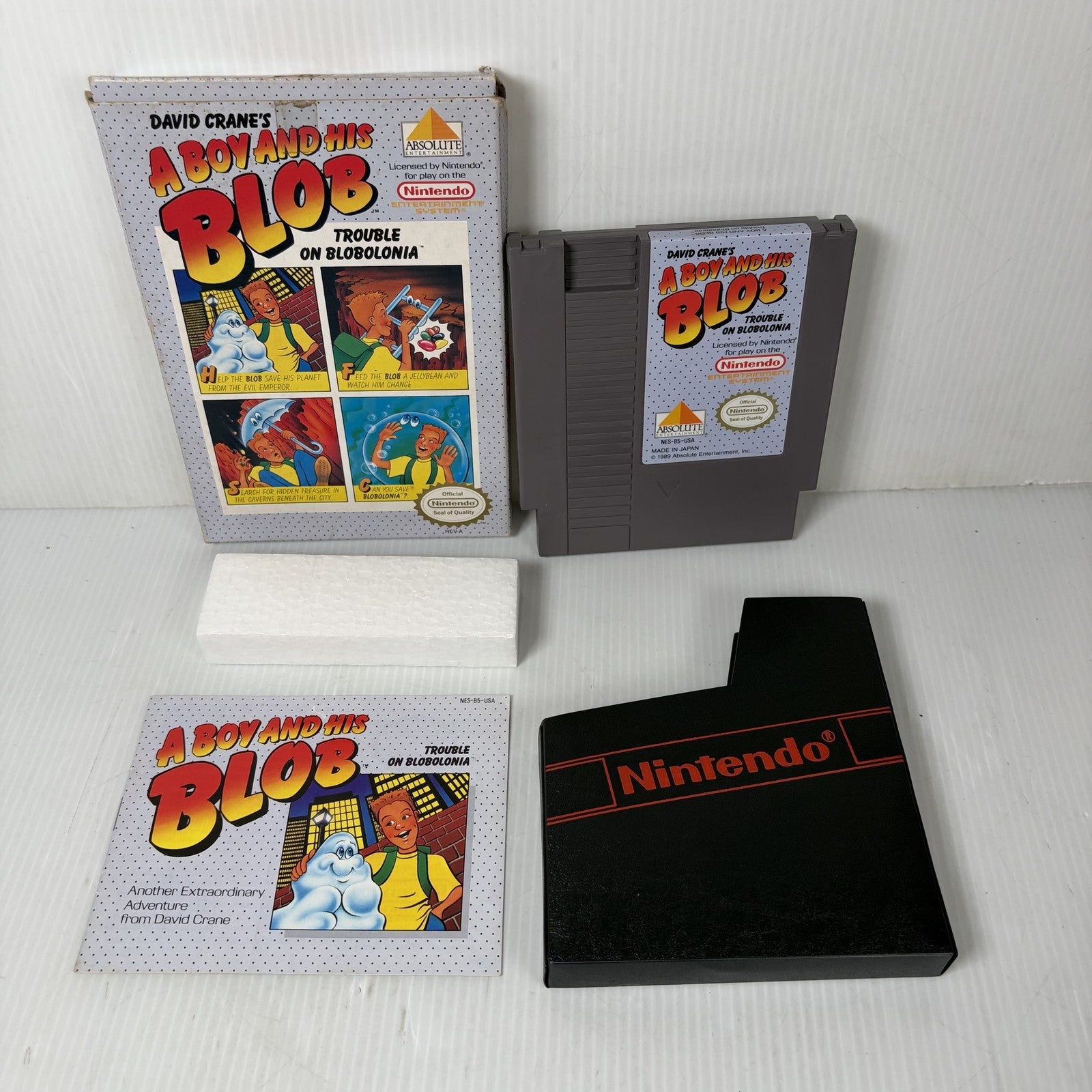David Crane's A Boy and His Blob Nintendo NES Complete CIB W/ Foam