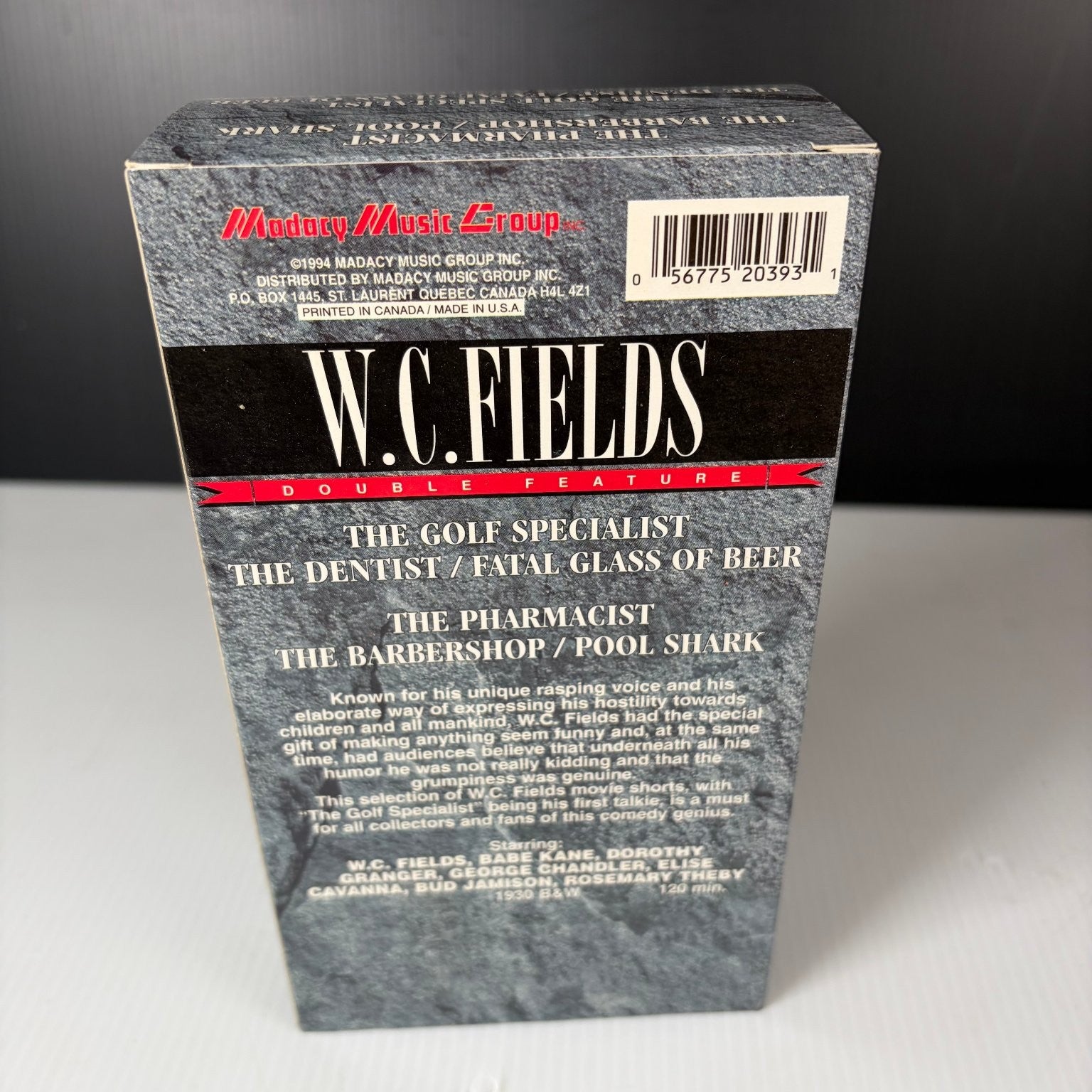 W.C. Fields VHS 1994 Comedy Double Feature Madacy Music Group