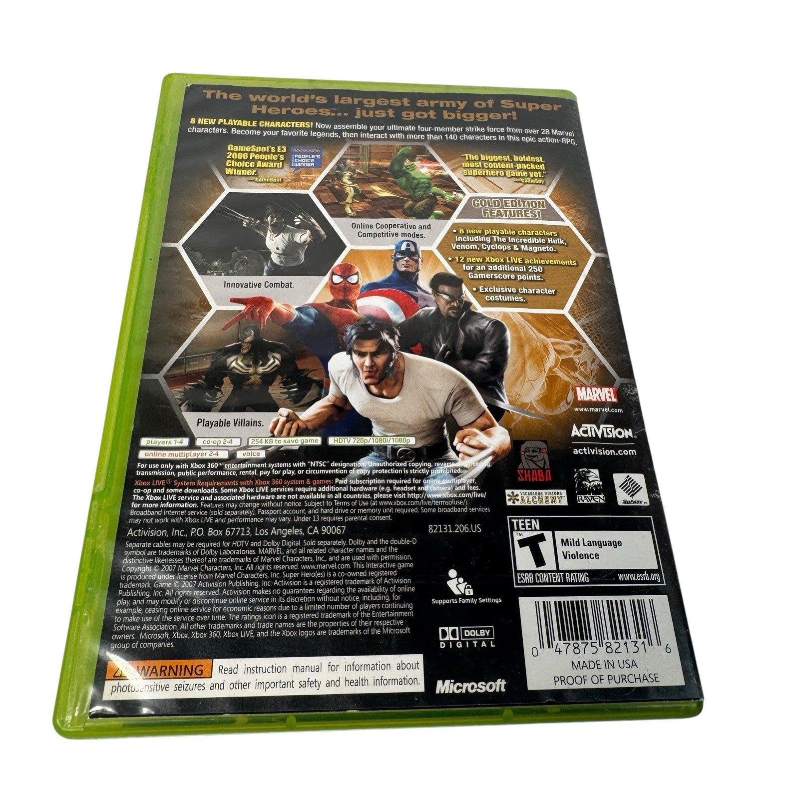 Marvel Ultimate Alliance Gold Edition Complete CIB Xbox 360
