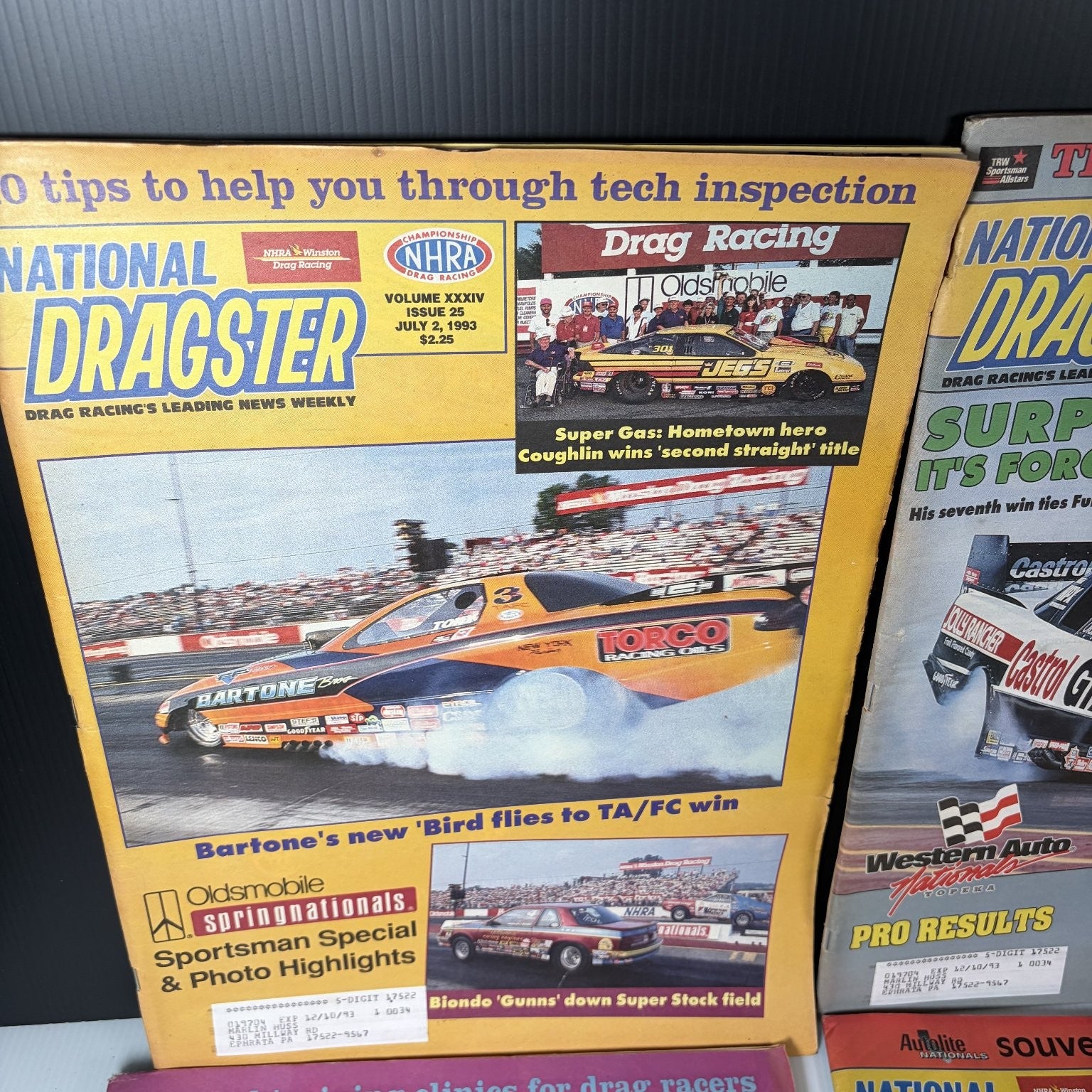 Lot of 20 National Dragster Magazine 1993 July-December Drag Racing NHRA Weekly