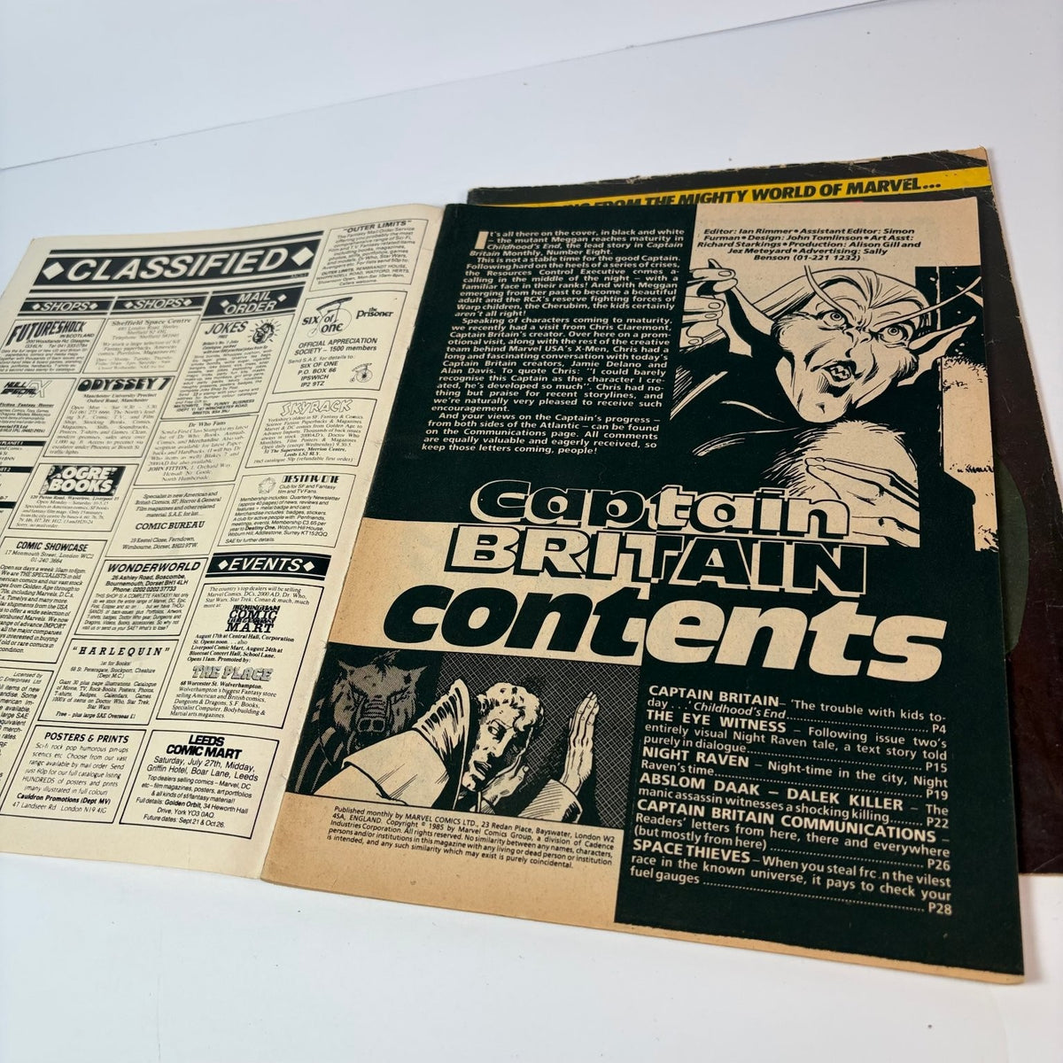 Captain Britain Magazine Lot 2 Issues 1985 Marvel Comics Alan Davis