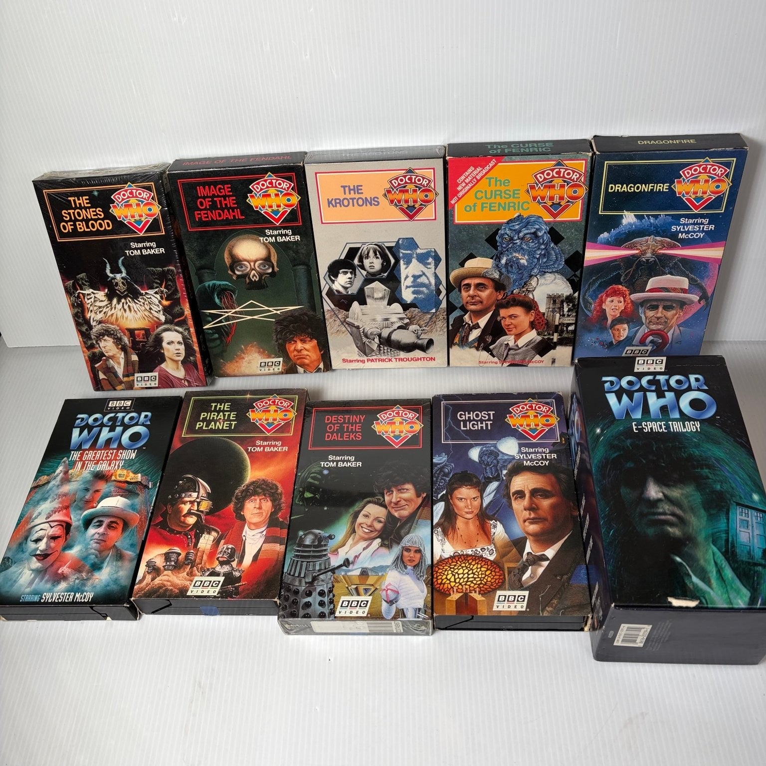 Doctor Who Vintage VHS Mixed Lot of 12 w/ Some Sealed E-Space Trilogy Sci-Fi