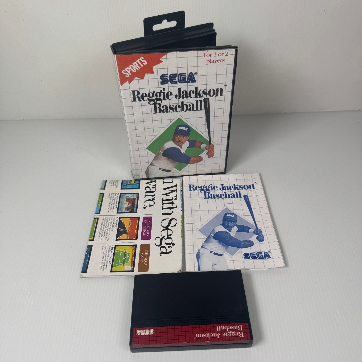 Reggie Jackson Baseball Sega Master System Game Complete CIB w/ Poster & Hangtab