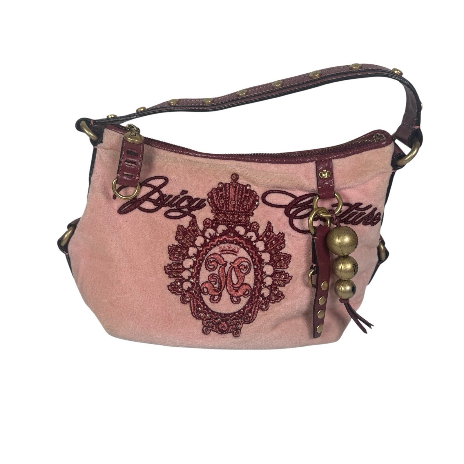 Vintage Juicy Couture Y2K JC Studs The Countryside Hobo Pink Shoulder Purse