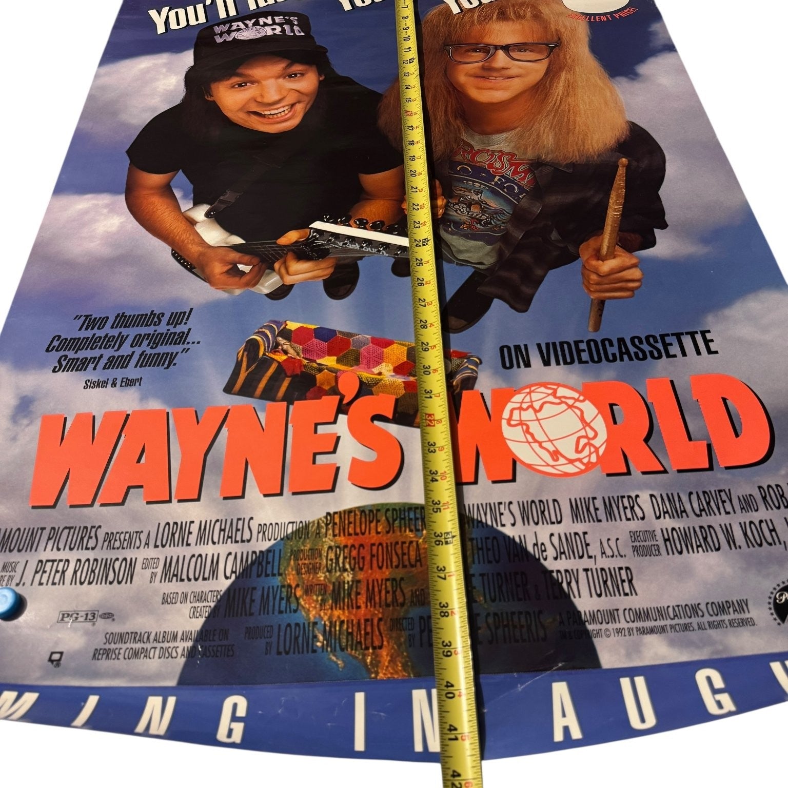 Vintage Wayne's World 1992 Video Store Poster Paramount Comedy 27"x41"