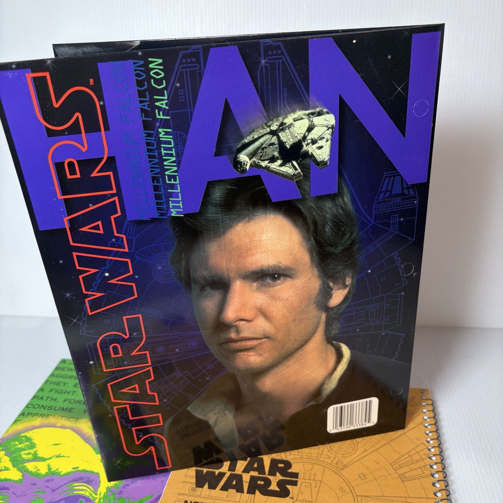 Vintage Lot of 4 Star Wars 1996 School Folders & Notebook Leia Han Solo Darth