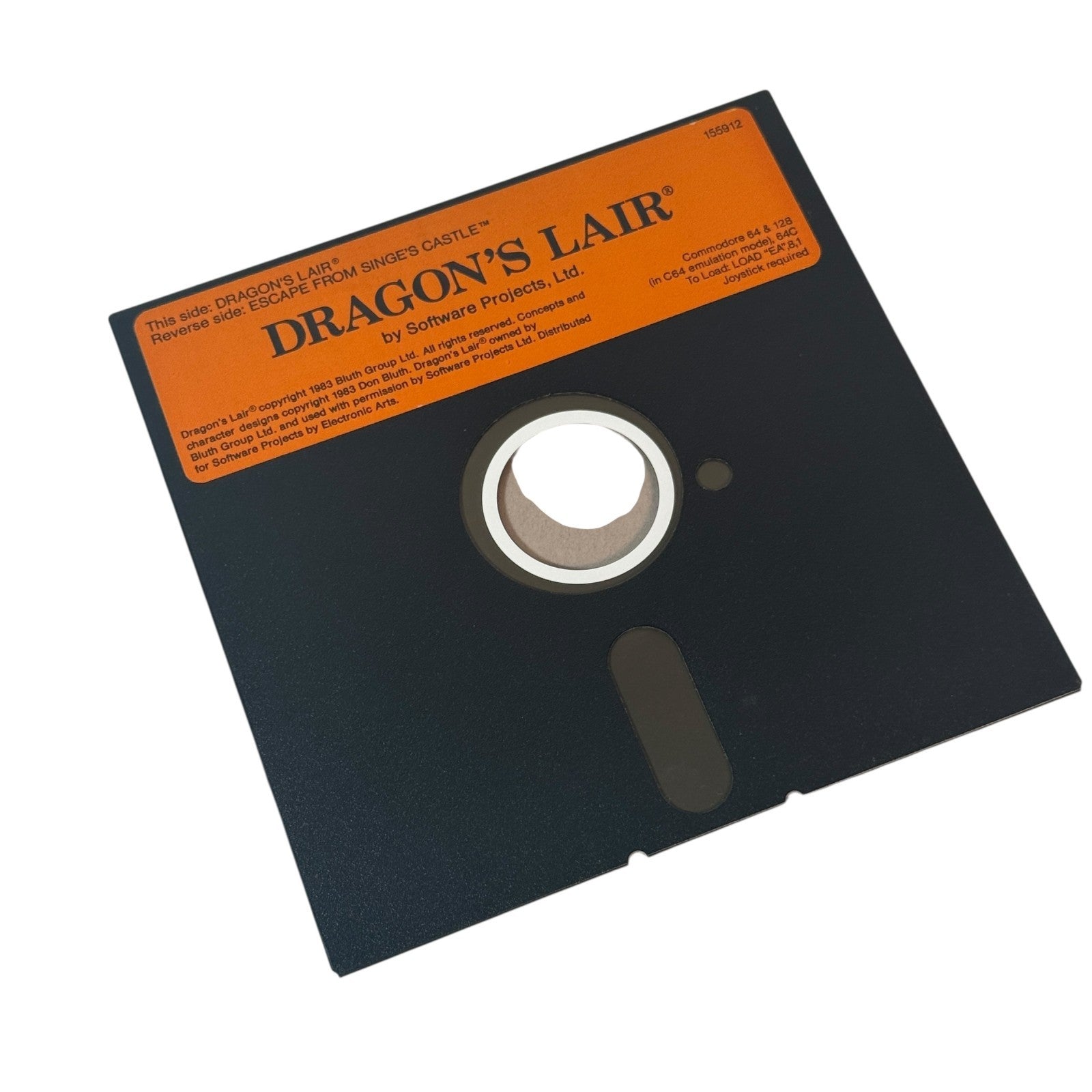 Vintage Commodore 64 & 128 Dragon's Lair Game 1983 5.25" Floppy Disk