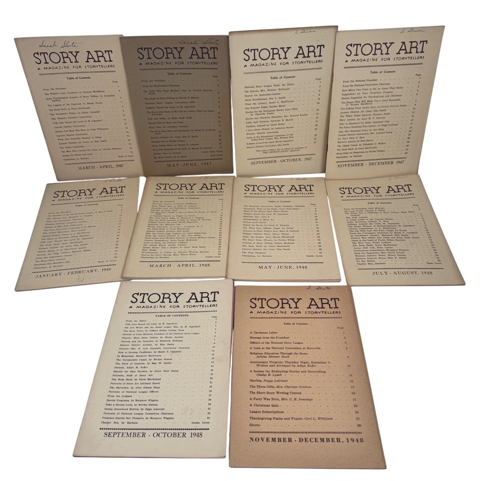 Story Art Magazines Mixed Lot (1940-1948) National Story League w/ Index