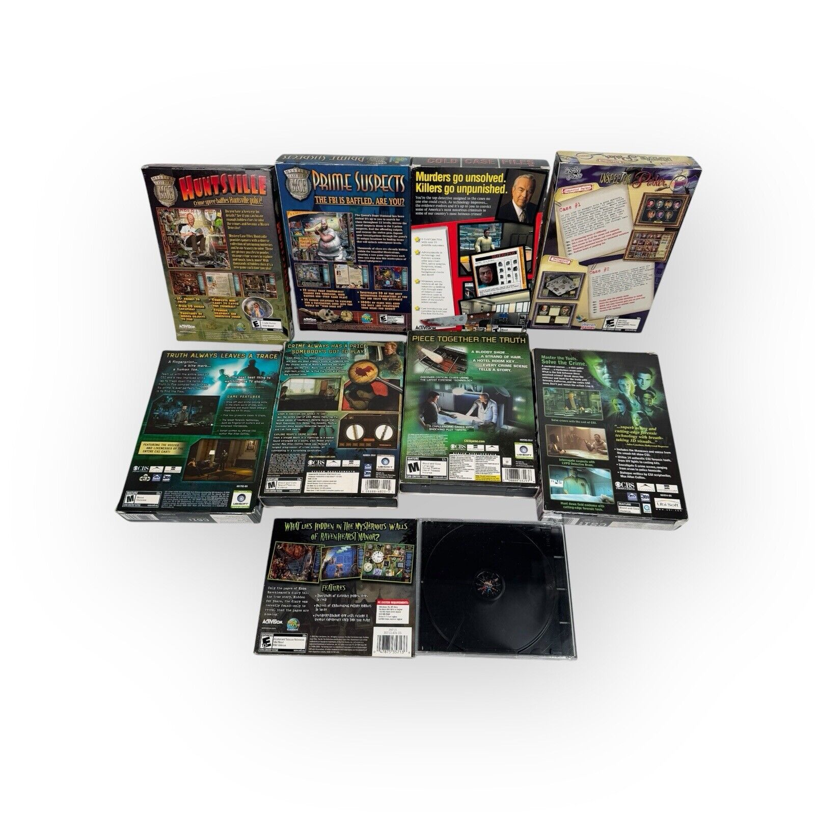 Lot of 10 Mystery Crime PC Games in Retail Boxes CSI, Cold Case Files & More