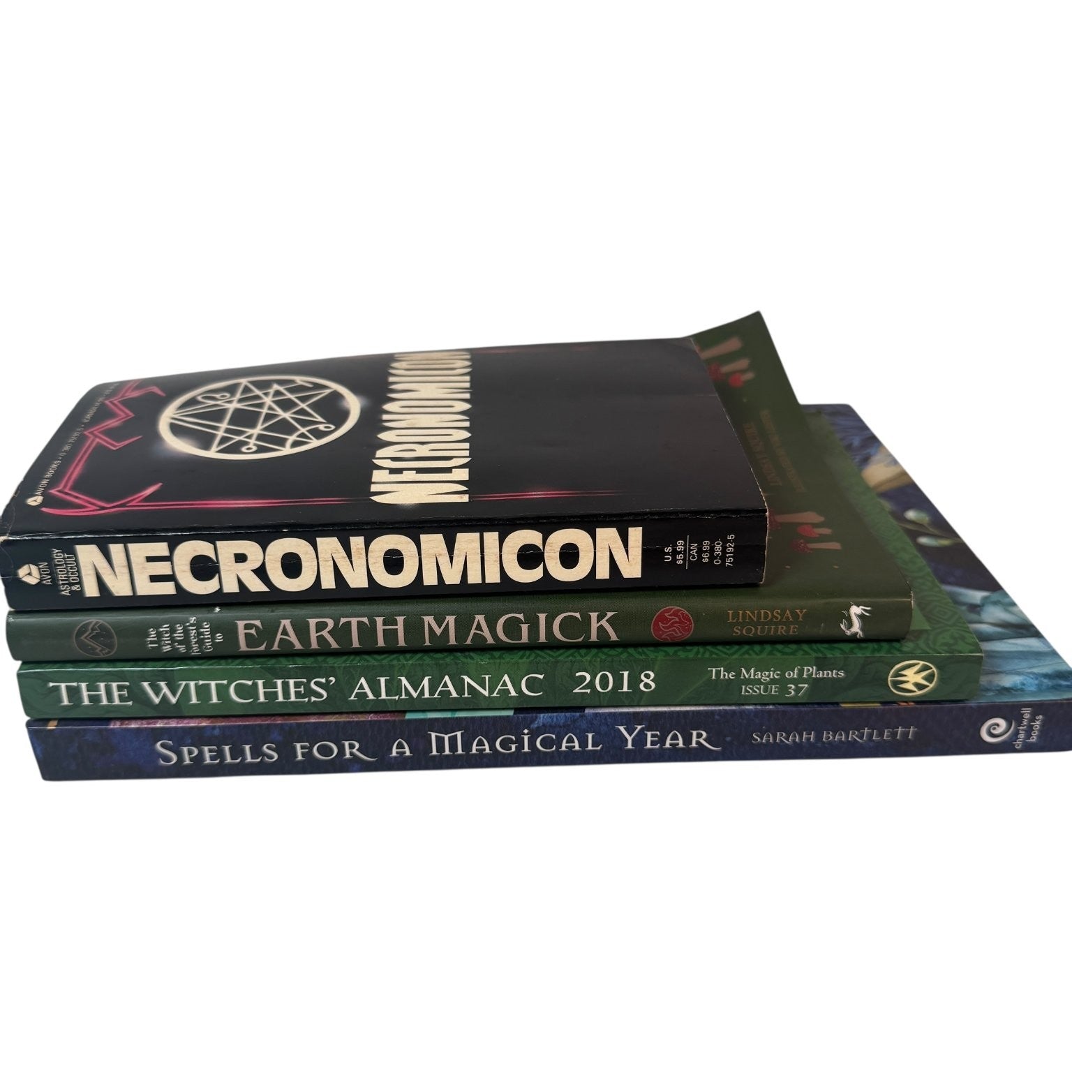 Lot of 4 Witchcraft Books Spells for a Magical Year Necronomicon & More