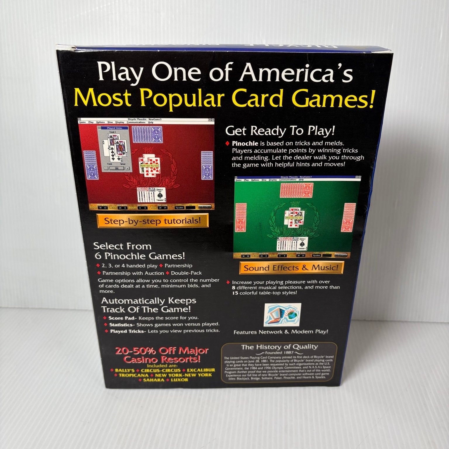 Bicycle Pinochle Big Box PC CD-ROM Video Game Card Game Strategy Windows 95