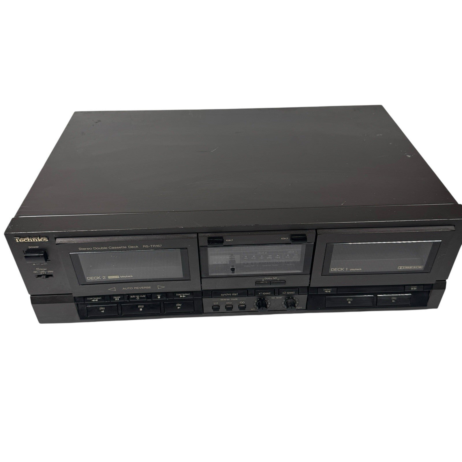 Technics RS-TR167 Dual Cassette Deck Auto-Reverse Playback Record Tested Working