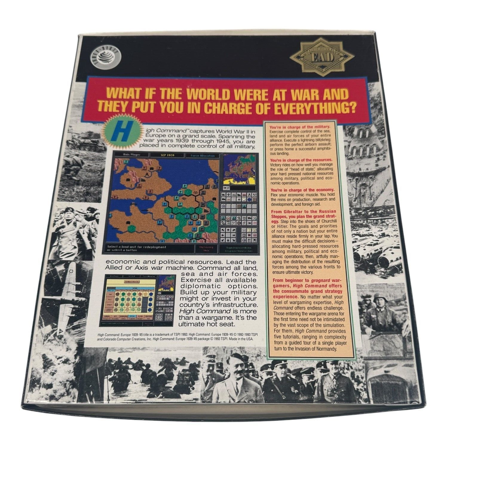 High Command Europe 1939-45 Big Box PC DOS War Game w/ 3.5" Discs Complete 1993