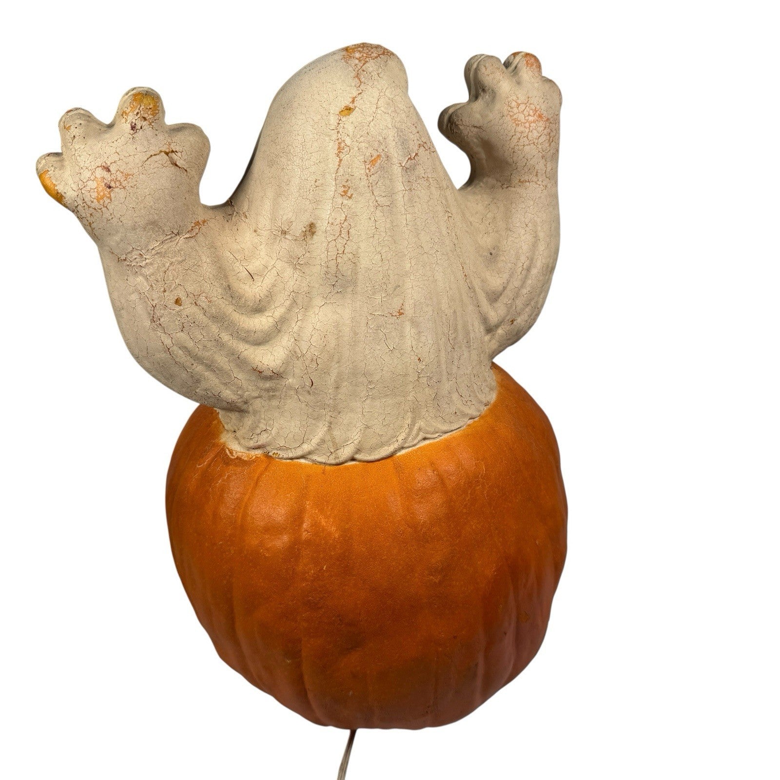 Vintage Happy Halloween Ghost with Pumpkin Foam Blow Mold w/ Gemmy Light