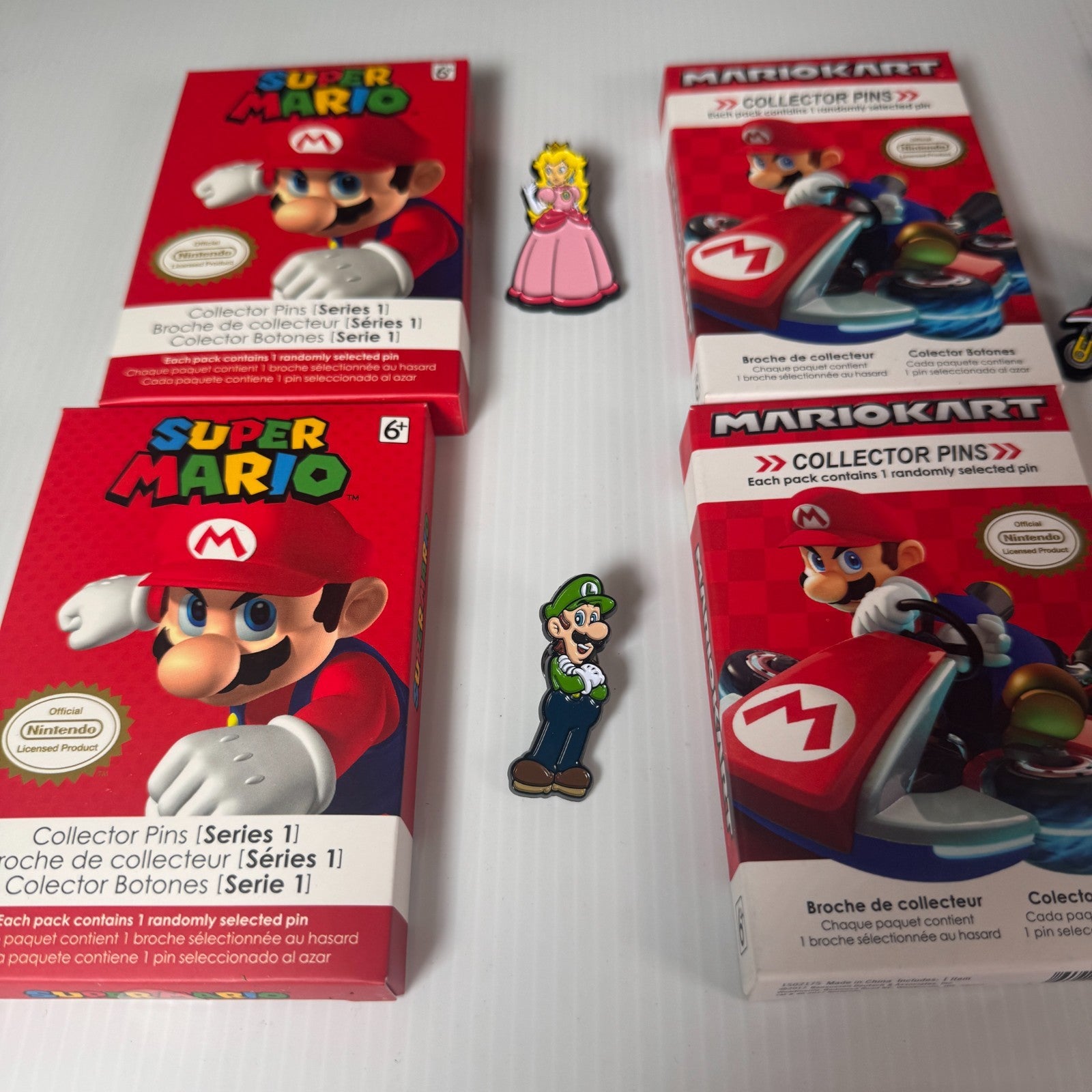 Mixed Lot of 6 Super Mario & Mariokart Collector Pins Official Nintendo