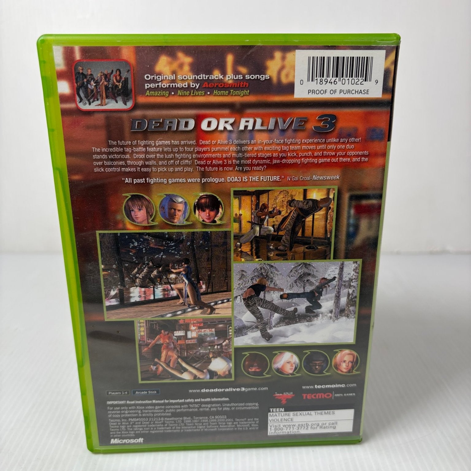 Dead or Alive 3 Xbox Original Fighting Game Aerosmith Soundtrack Complete CIB