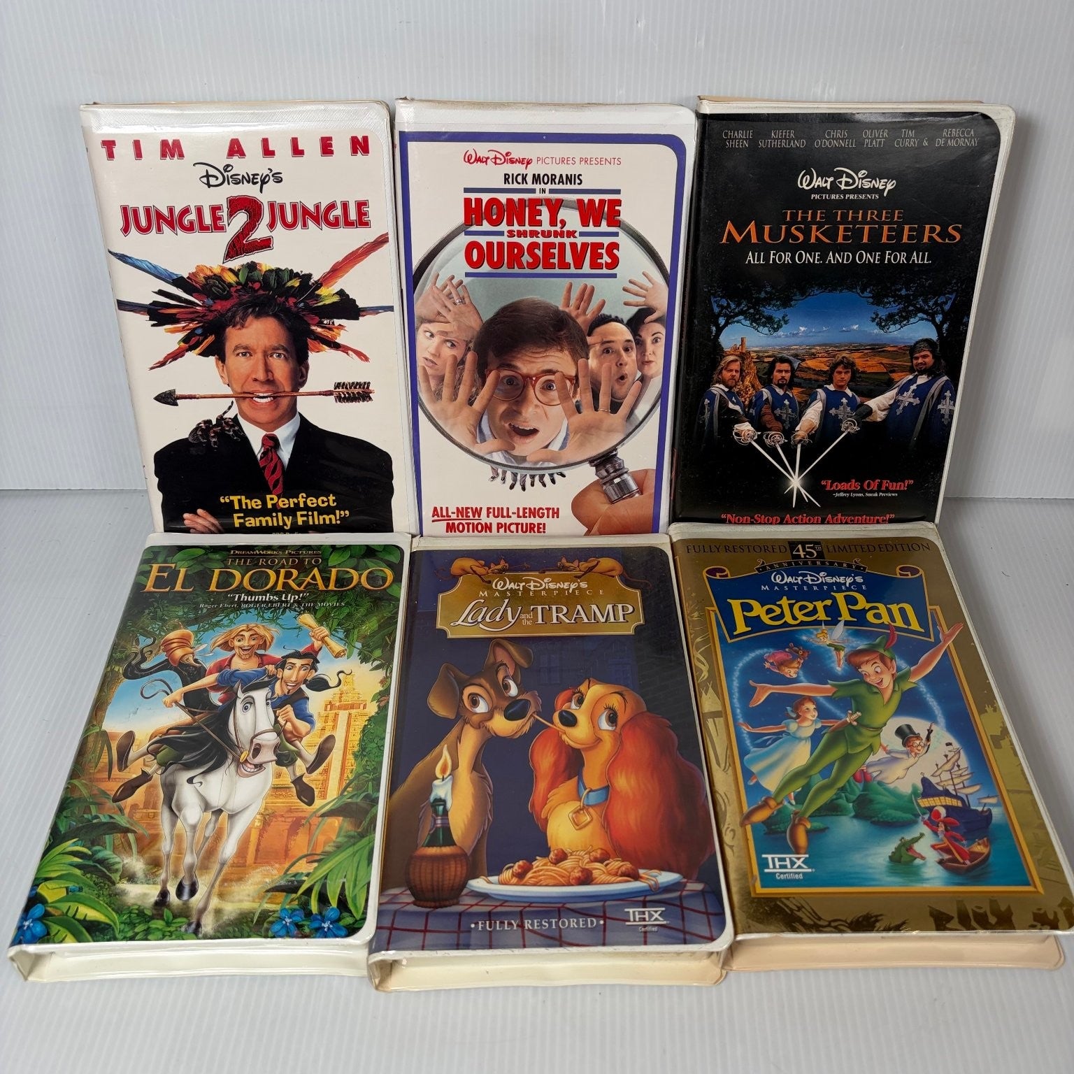 Lot of 12 Disney VHS Animated & Live Action Three Caballeros, Peter Pan & More