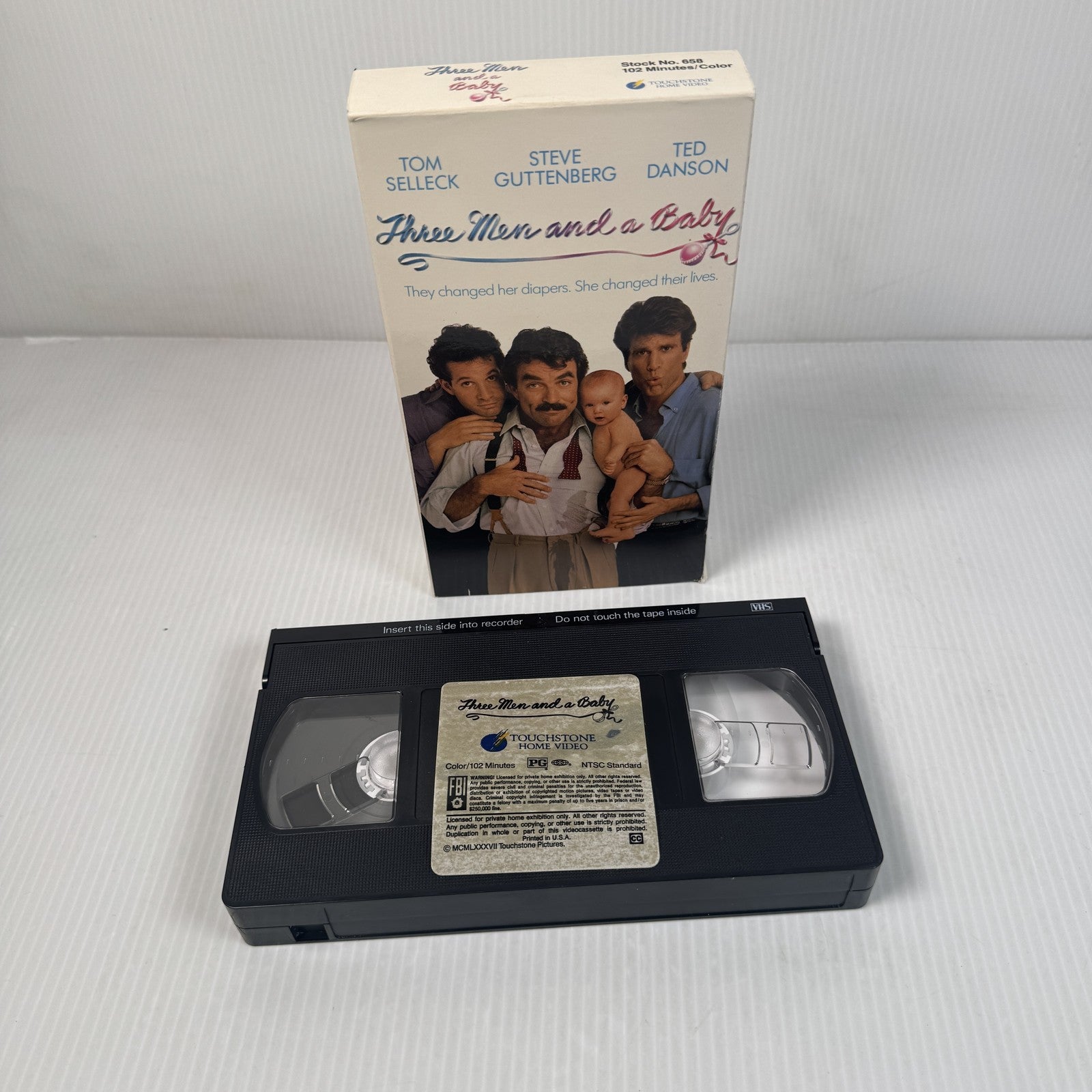 Vintage Three Men and a Baby VHS 1980s Movie Tom Selleck Steve Guttenberg Comedy