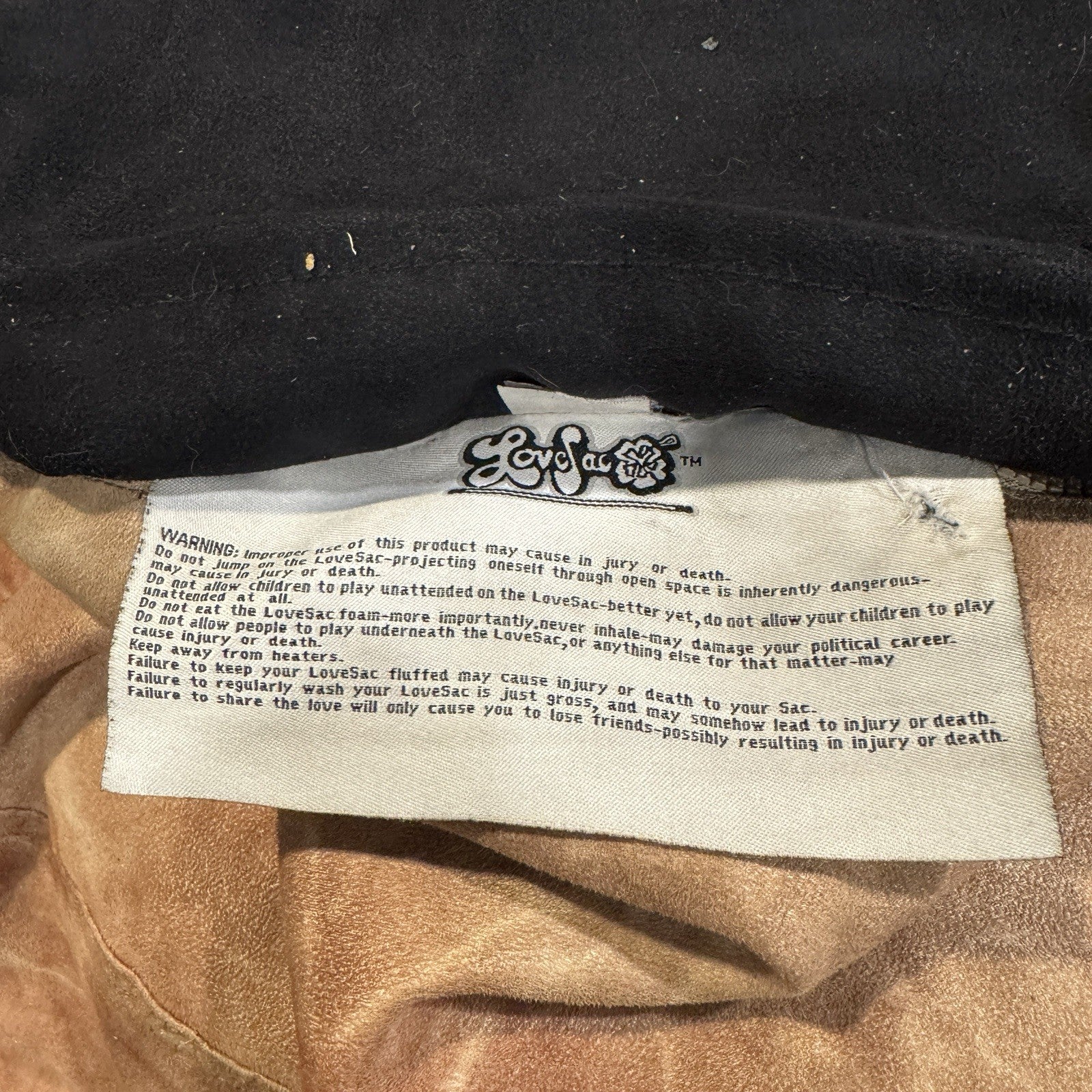 Lovesac Minisac Beige Microsuede Beanbag Mini Model Discontinued ~29” Diameter