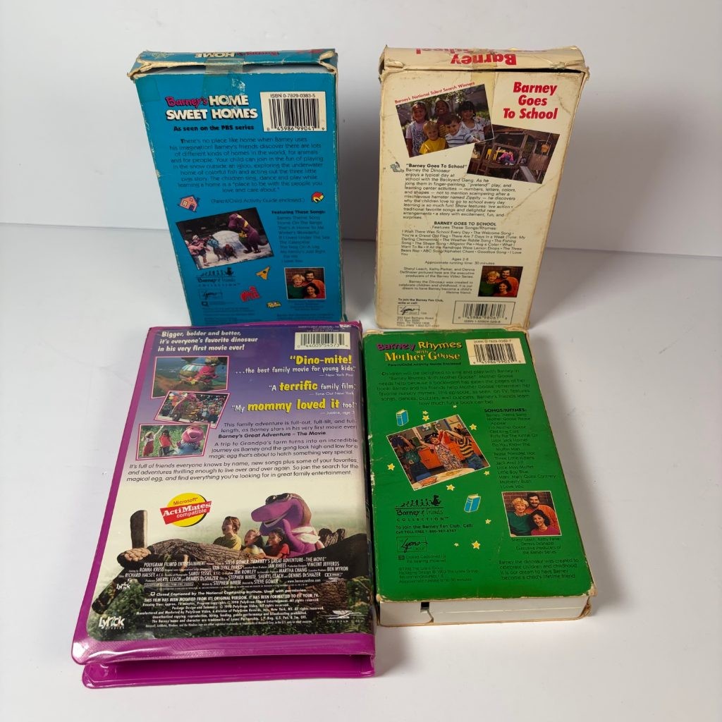 Barney VHS Lot of 4 Great Adventure Movie Home Sweet Homes Goes to School Rhymes