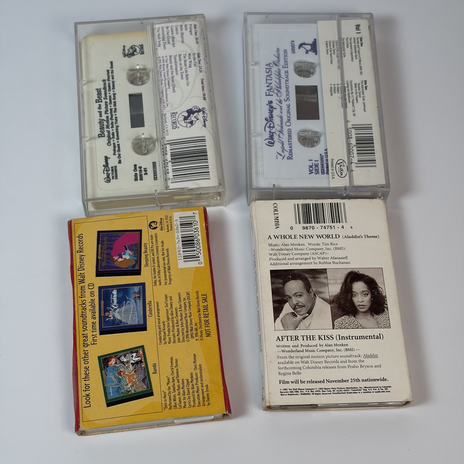 Walt Disney Cassette Lot Hercules Aladdin Beauty Beast Fantasia Soundtrack