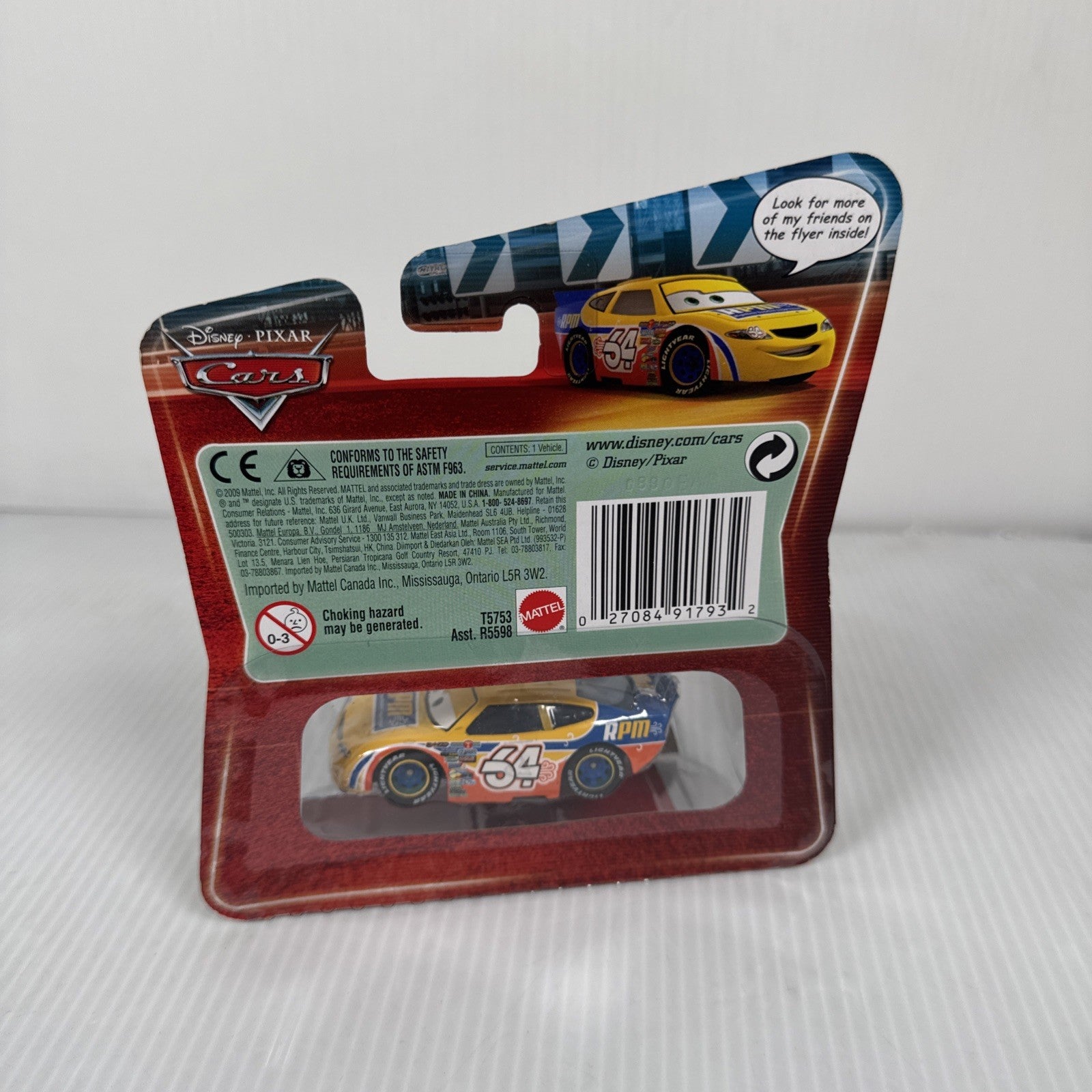 2009 Disney Pixar Cars Synthetic Rubber Tires RPM No. 64 Mattel NISP