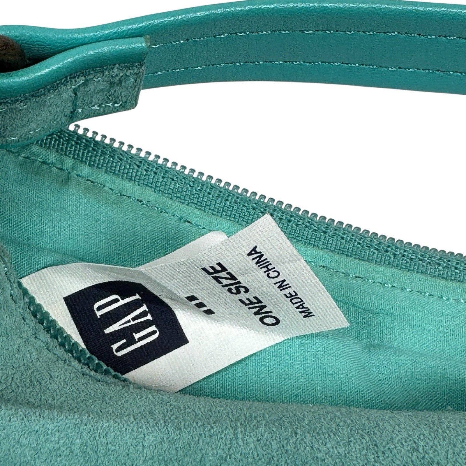 Vintage Gap Shoulder Bag Fall 2005 Aqua Blue Suede with Y2K Sunglasses