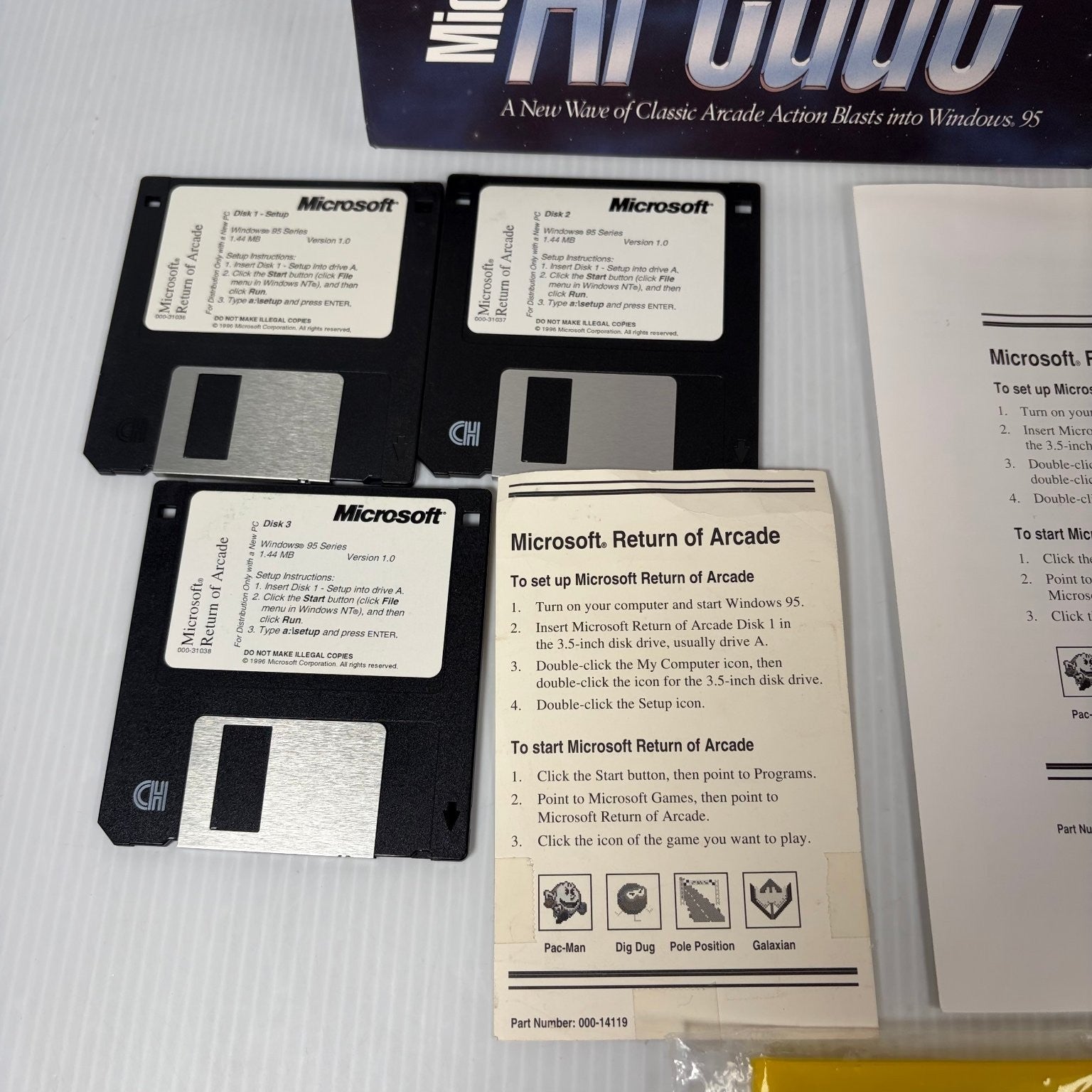 Microsoft Return of Arcade Big Box PC 3.5" Floppy Windows 95 Video Game Namco
