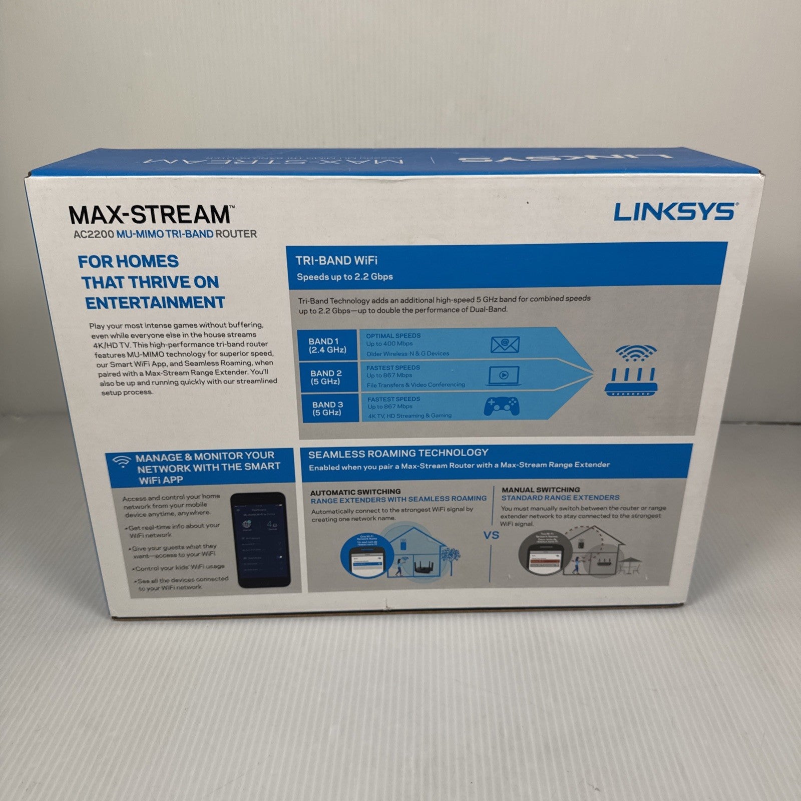 Linksys EA8300 Max-Stream Wireless AC2200 MU-MIMO Tri-Band Wi-Fi Gigabit Router