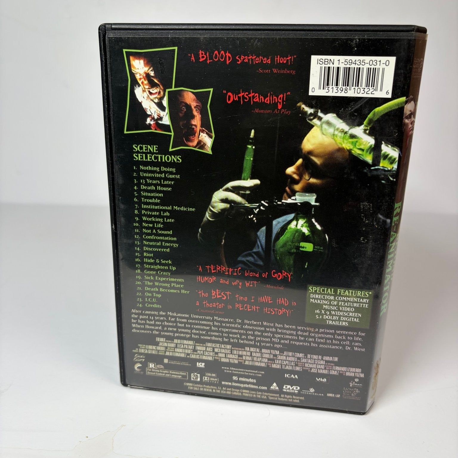 Beyond Re-Animator DVD (2003) Jeffrey Combs, Brian Yuzna, Horror, Sci-Fi