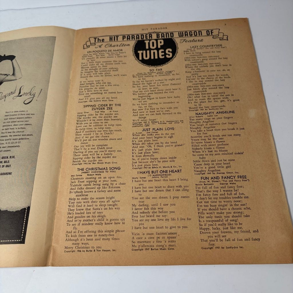 Hit Parader Magazine January 1948 Gene Tierney Cover Vol VI No 2 Song Lyrics