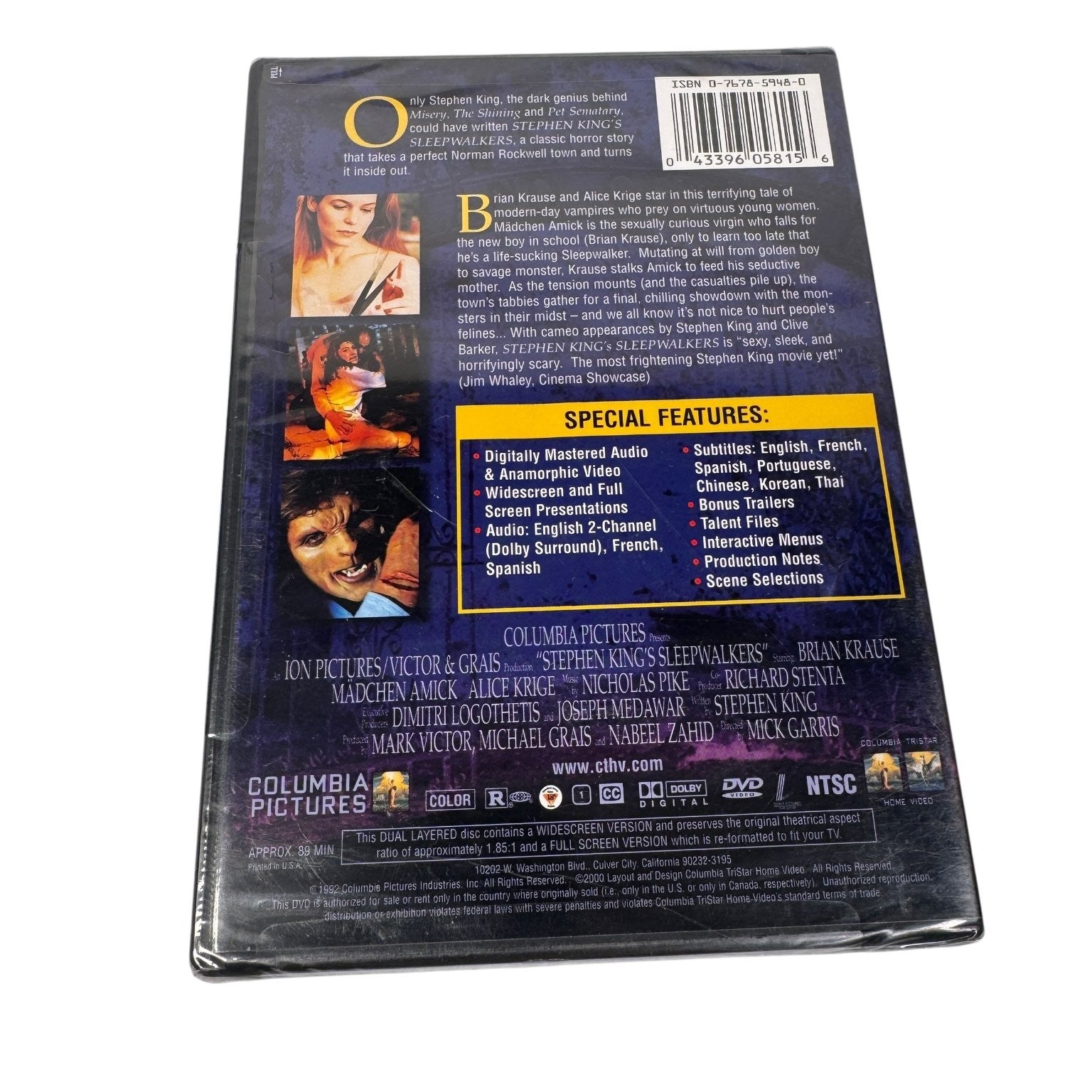 Stephen King's Sleepwalkers DVD 1992 Horror Brian Krause Clive Barker