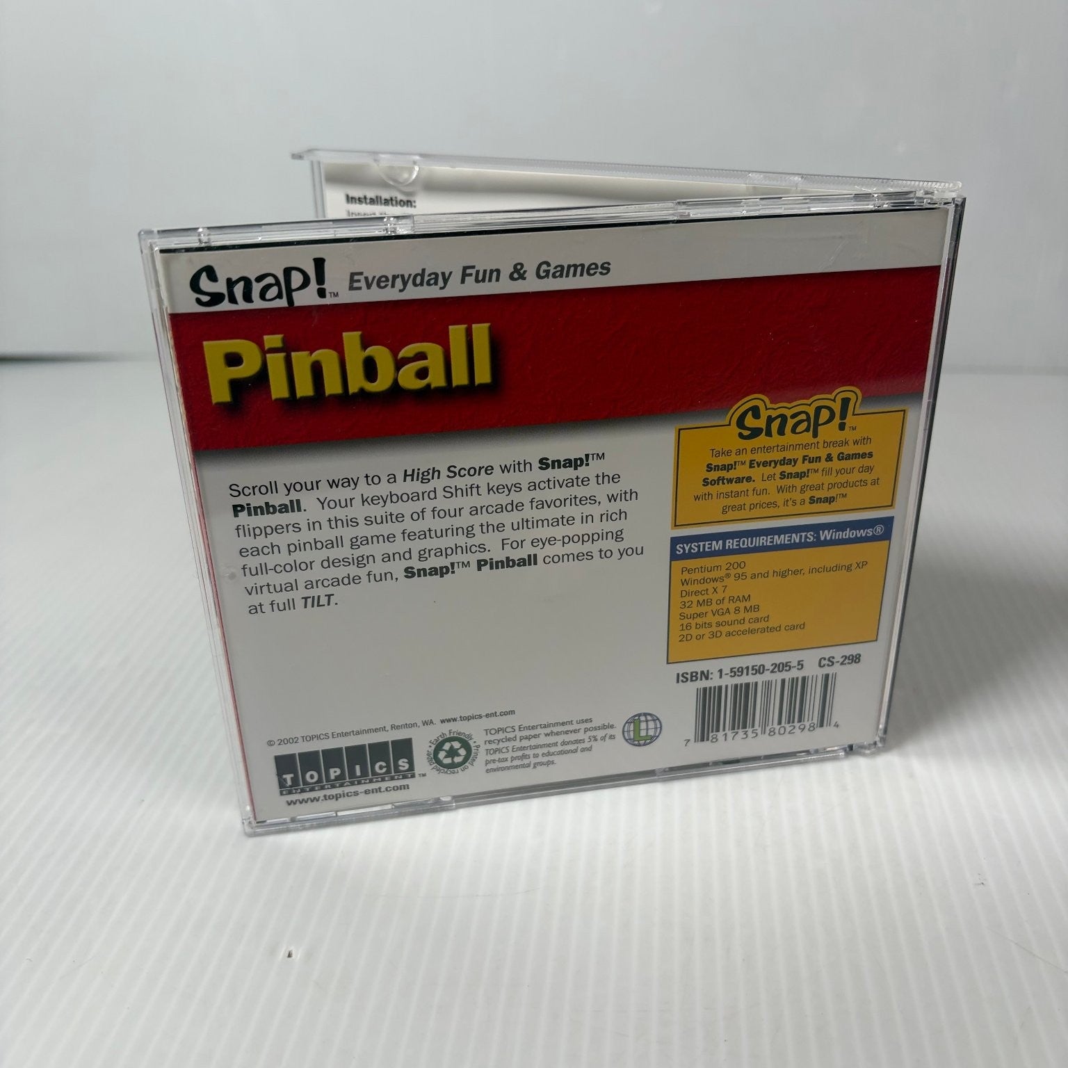 Pinball PC Video Game Snap! Everyday Fun & Games Arcade