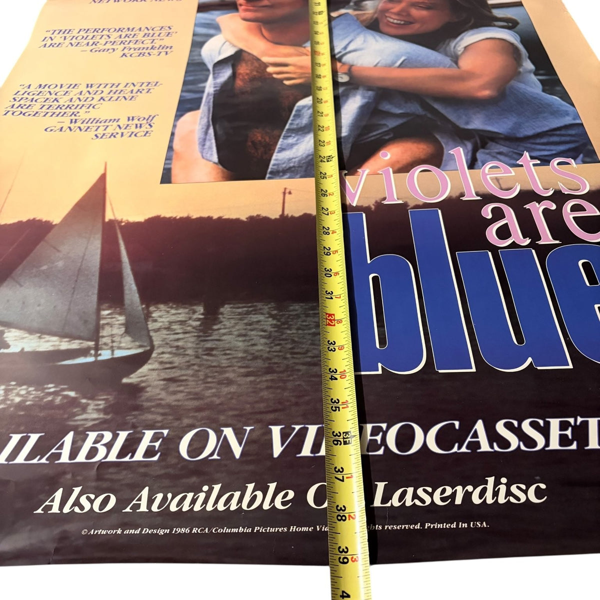 Vintage Violets Are Blue 1986 Video Store Movie Poster Sissy Spacek Kevin Kline