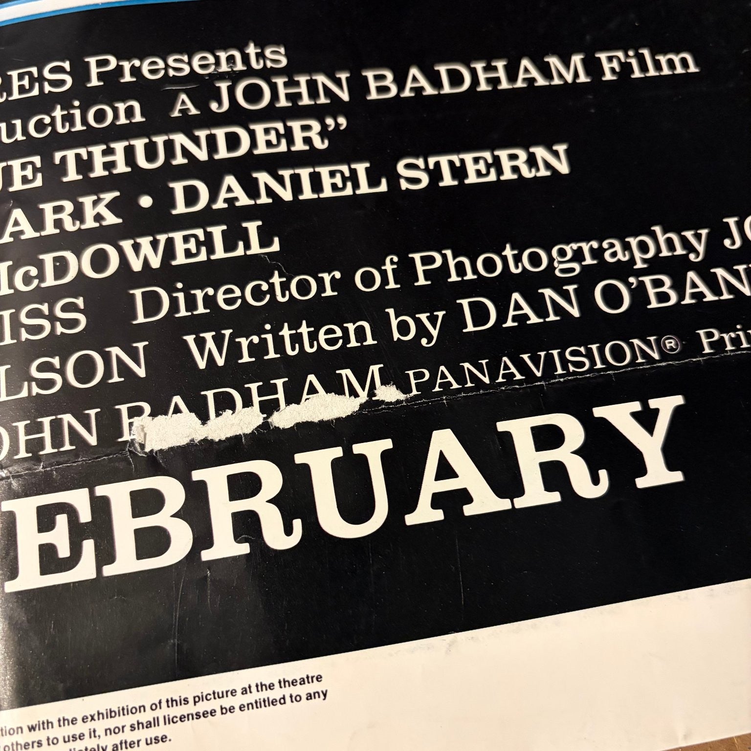Blue Thunder 1983 One Sheet Movie Poster Roy Scheider Columbia Pictures Action